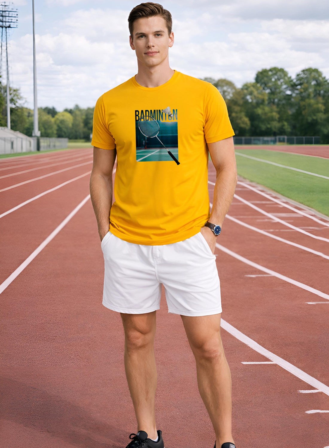 Men Badminton Graphic T-Shirt