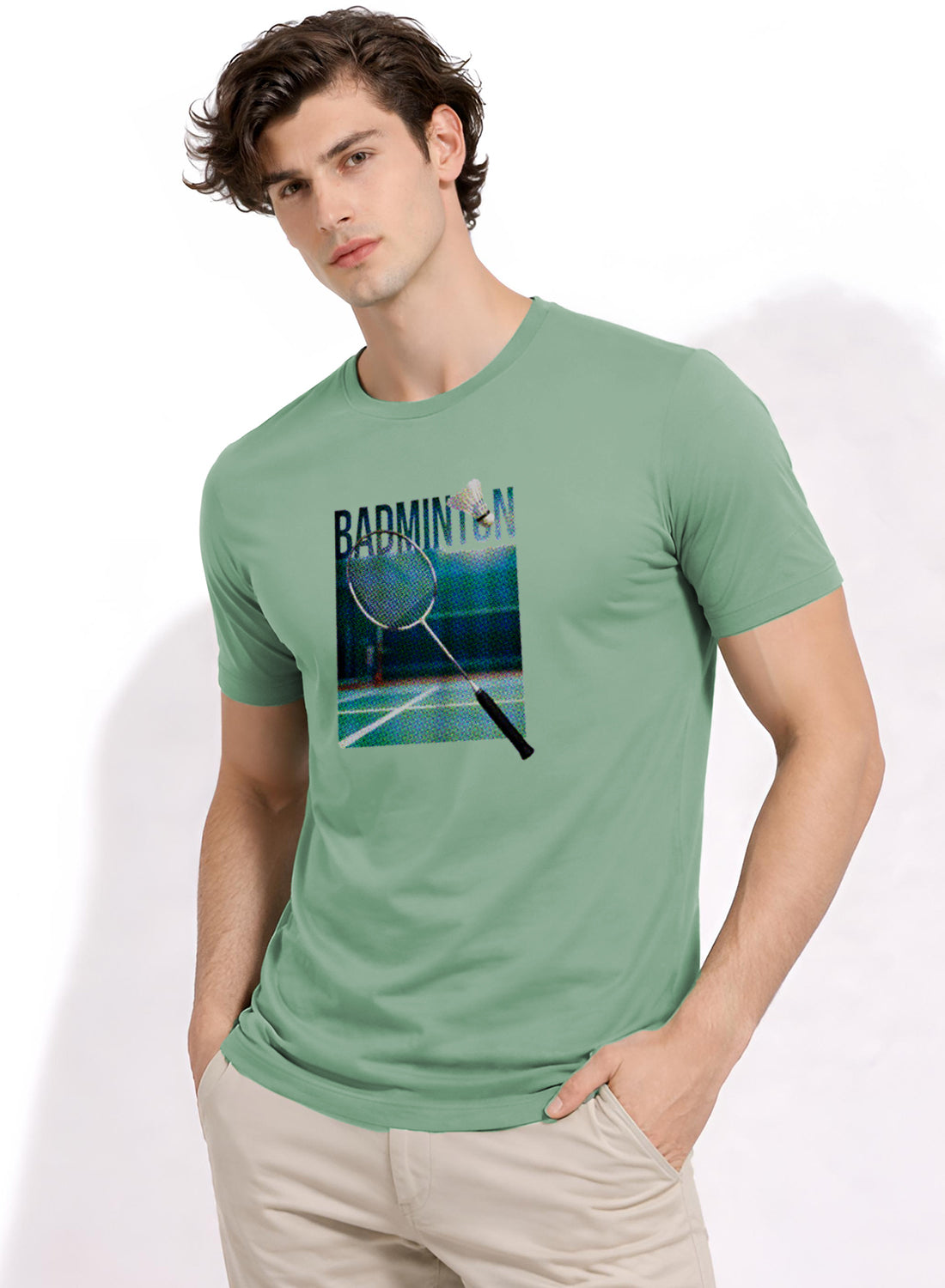 Men Badminton Graphic T-Shirt