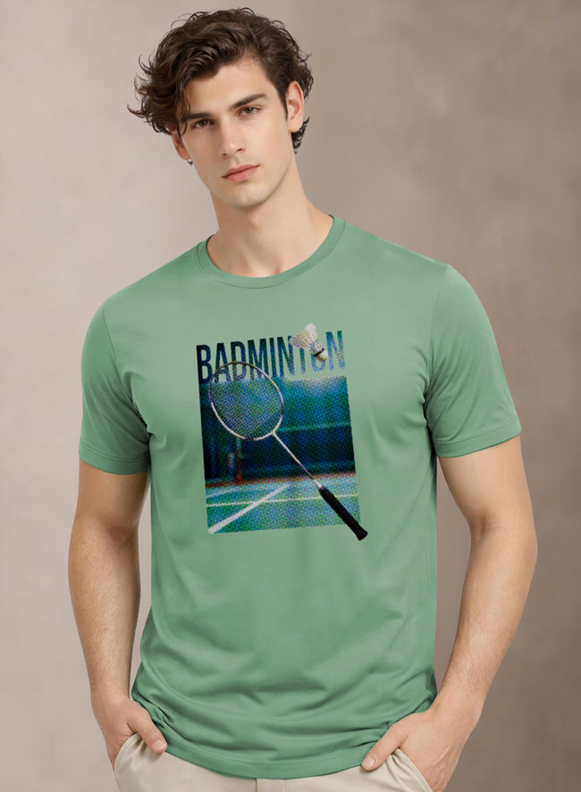 Men Badminton Graphic T-Shirt