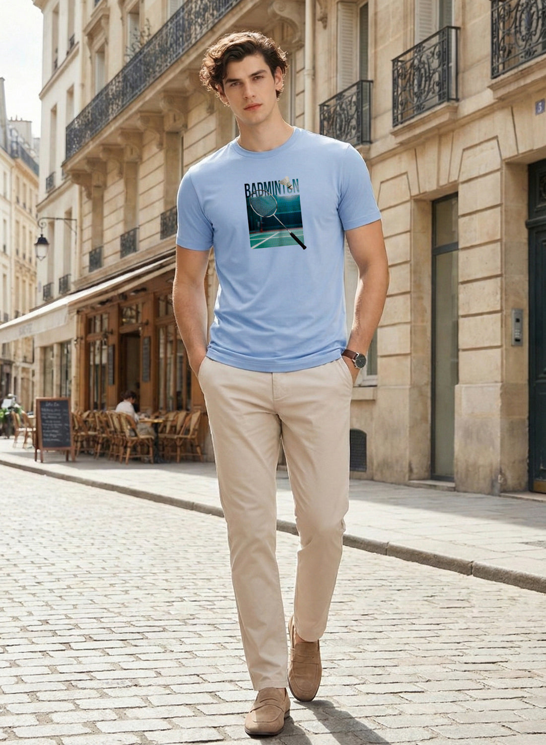 Men Badminton Graphic T-Shirt