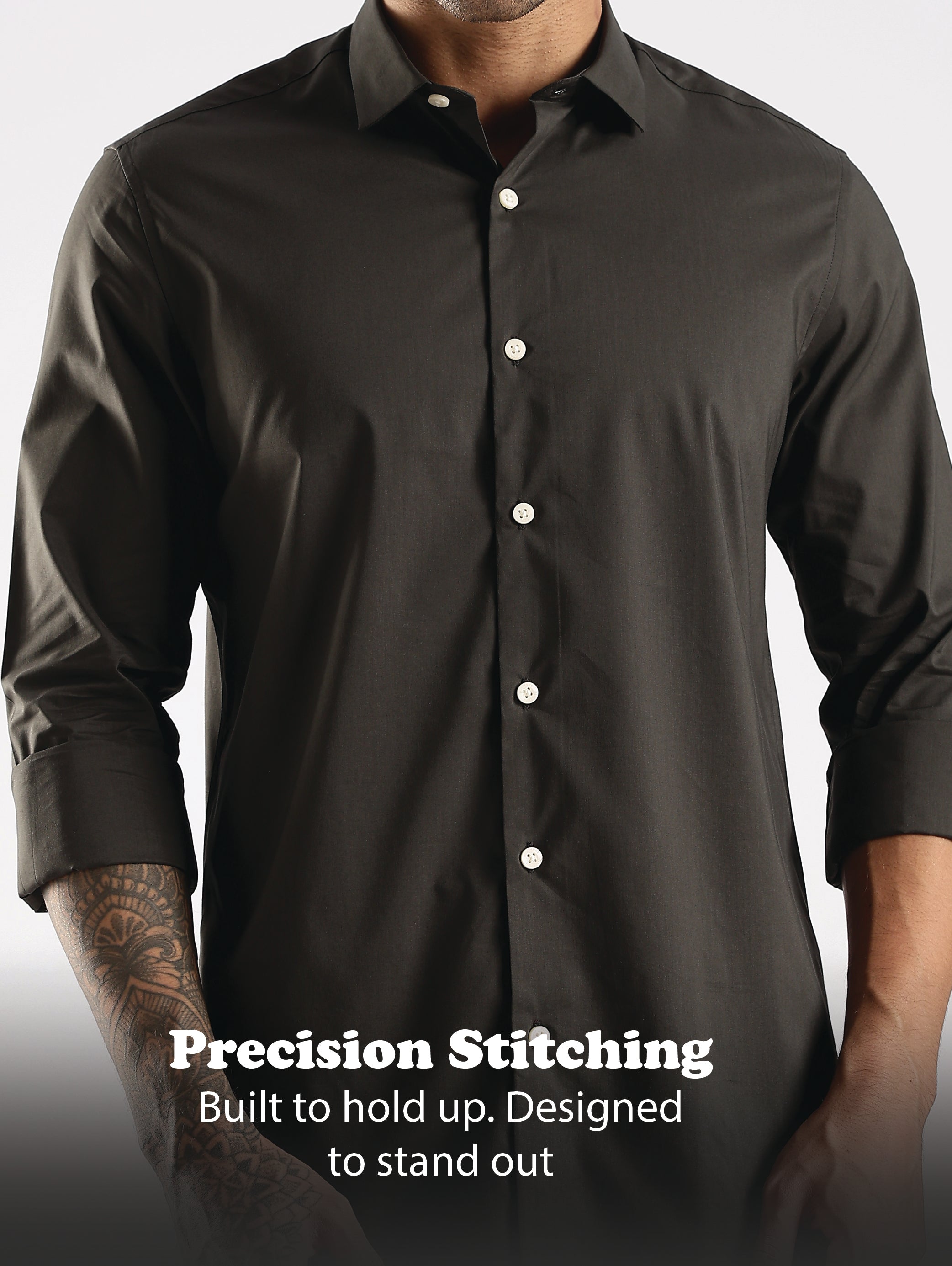 Men Green Cotton Slim Fit Shirt