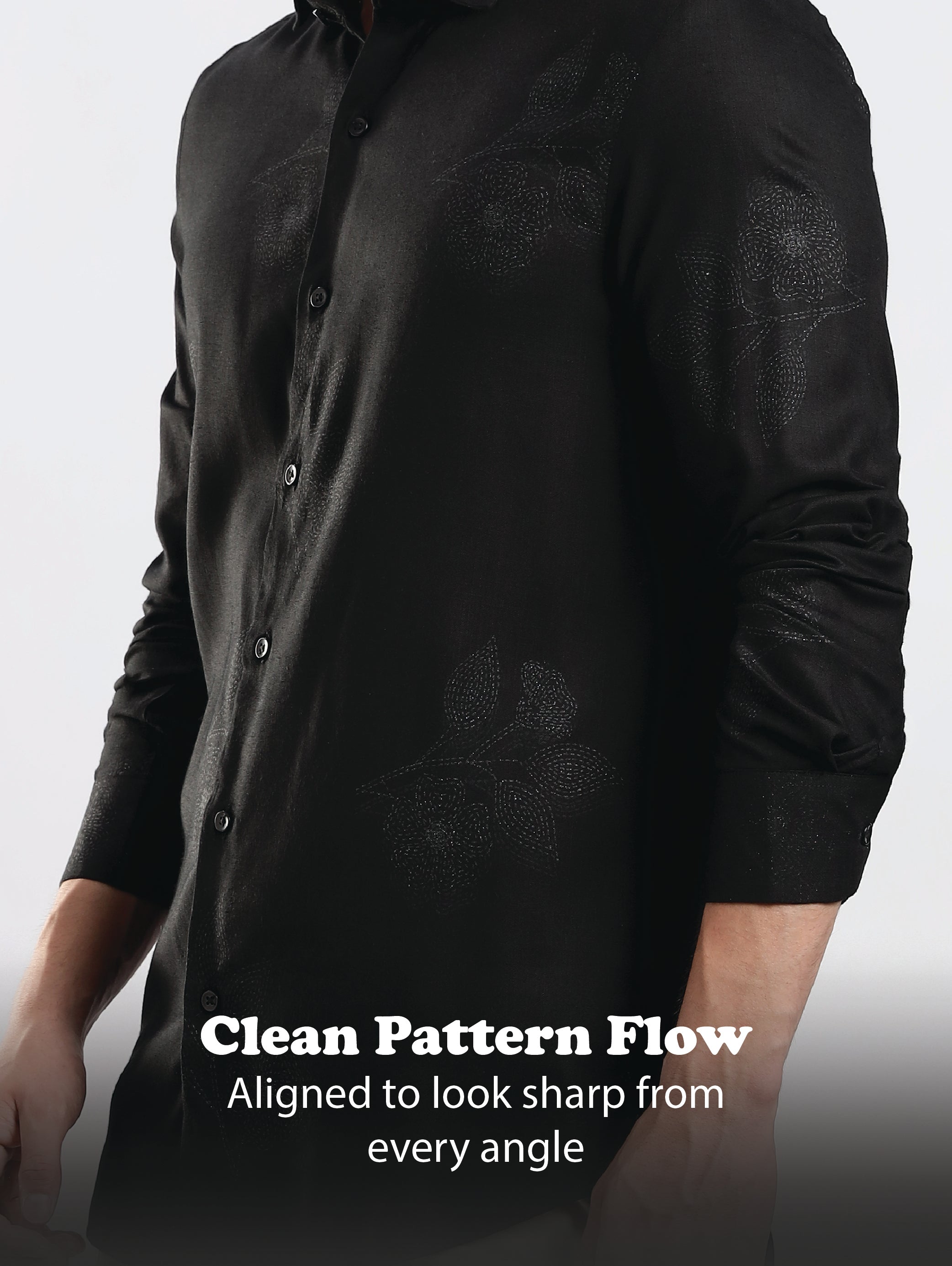 Men Black Glitter print festive wear
