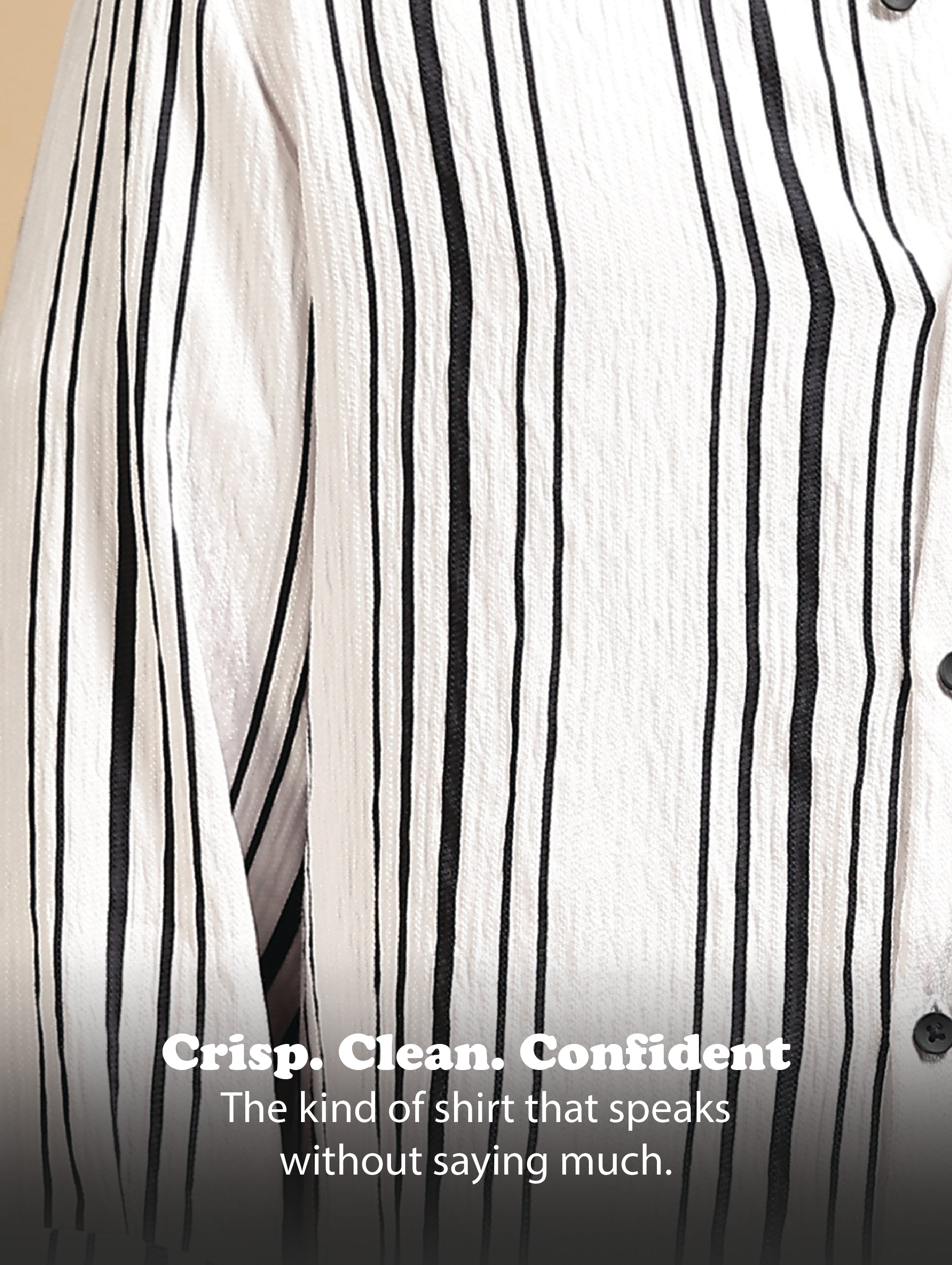 Men White Striped Shirt