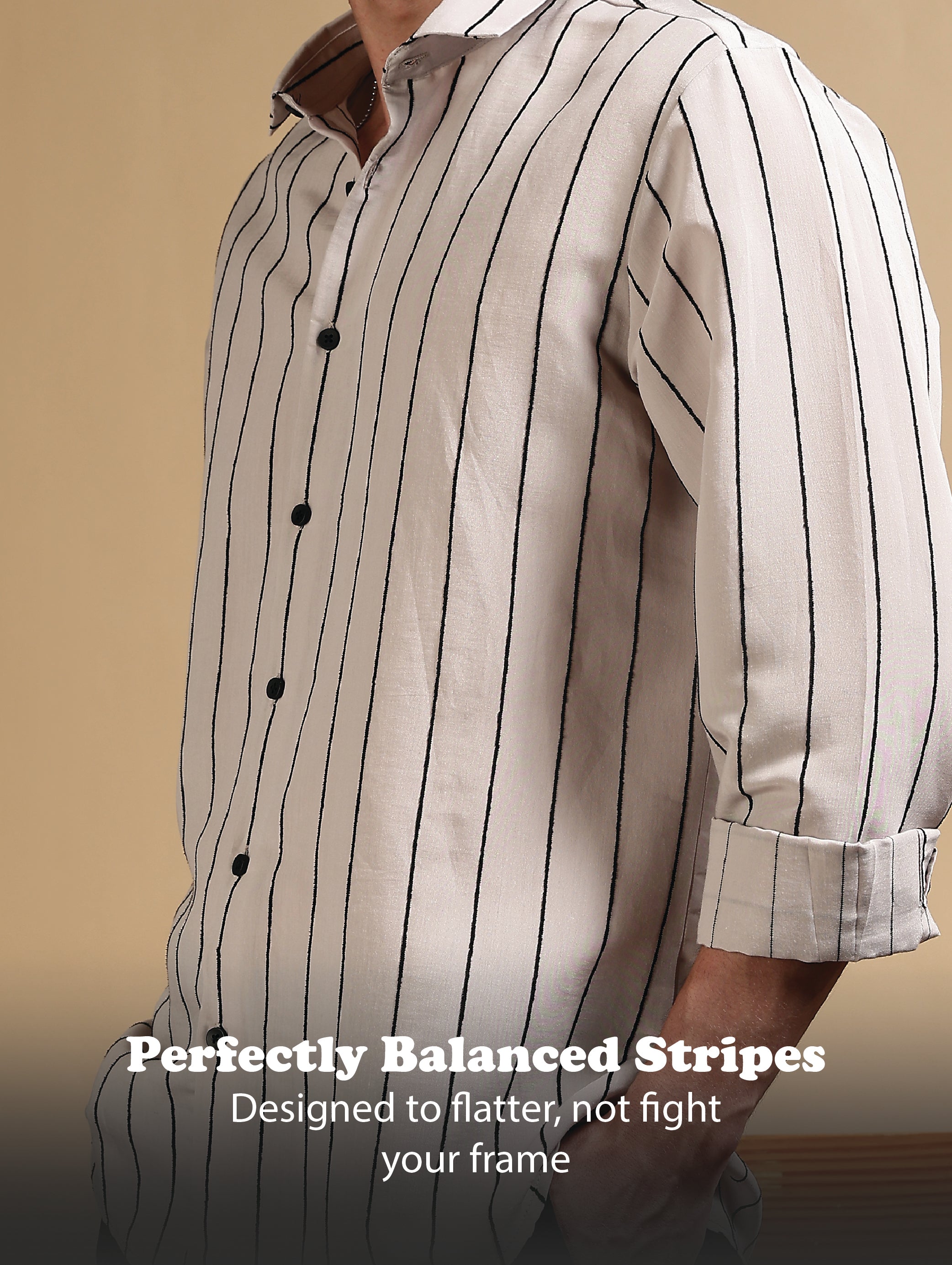 Men Grey Nylon Slim Fit Striped Shirt