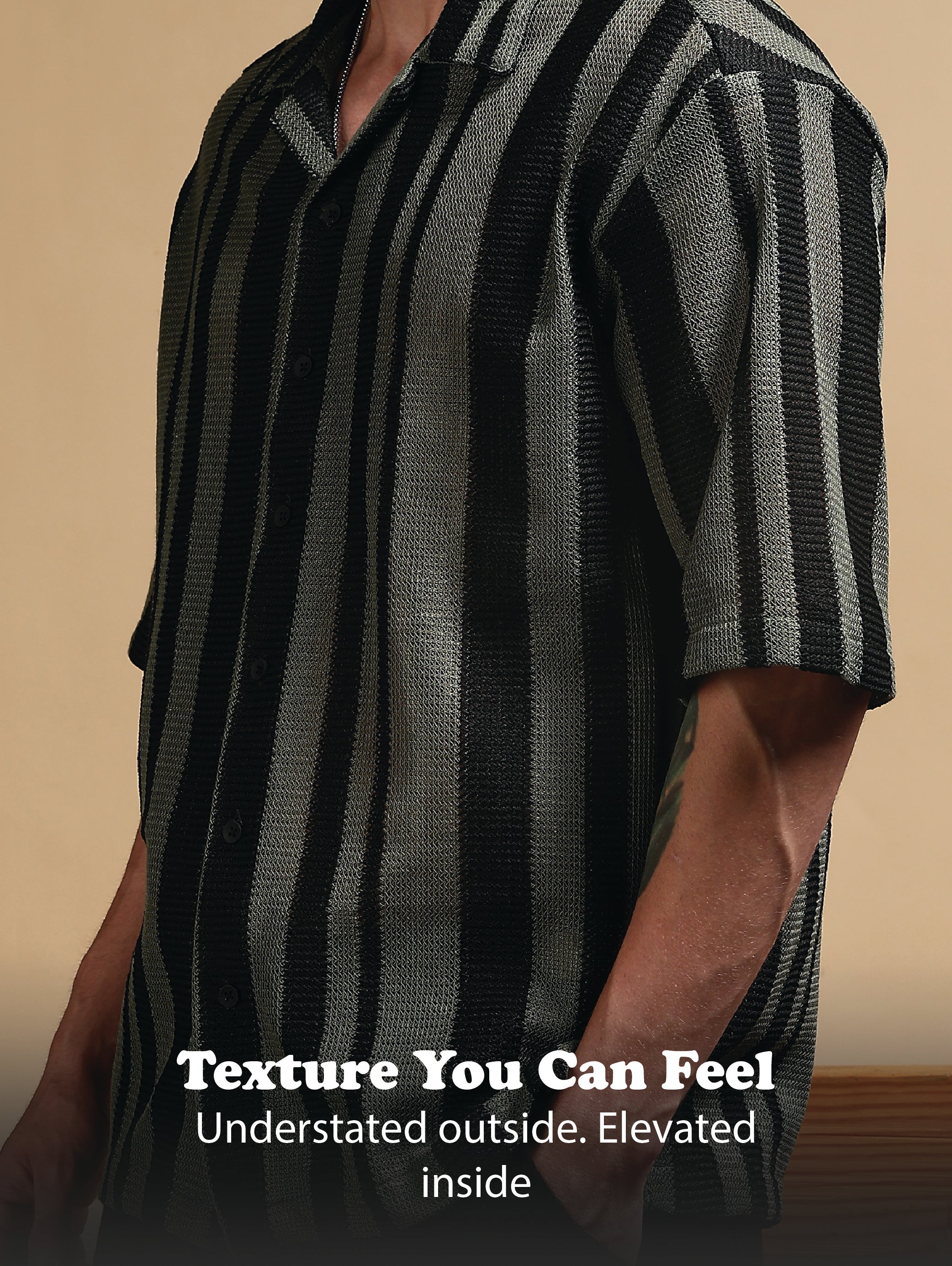 Men Green Relaxed Fit Striped Shirt