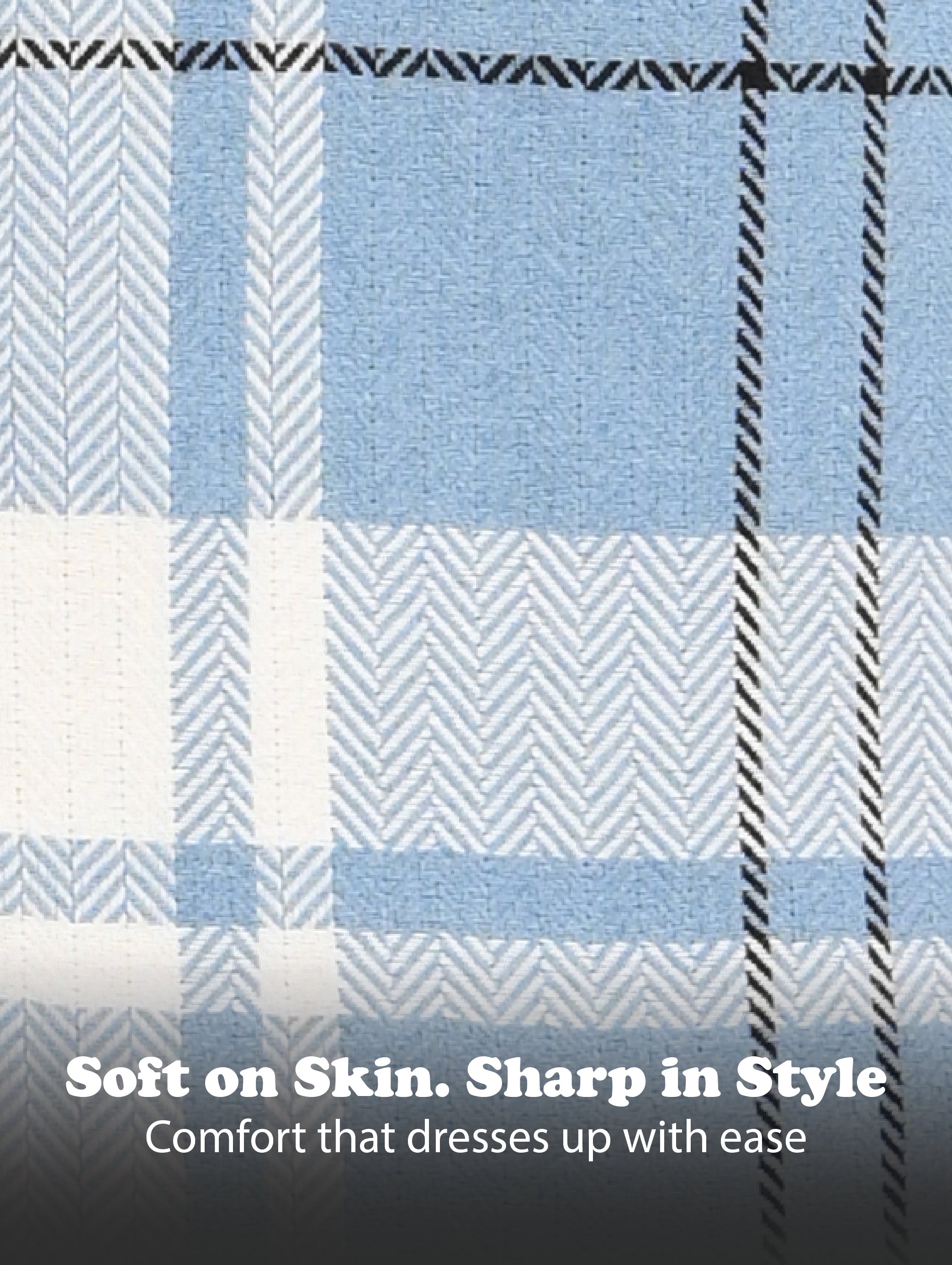 Men Navy Herringbone Checked Shirt