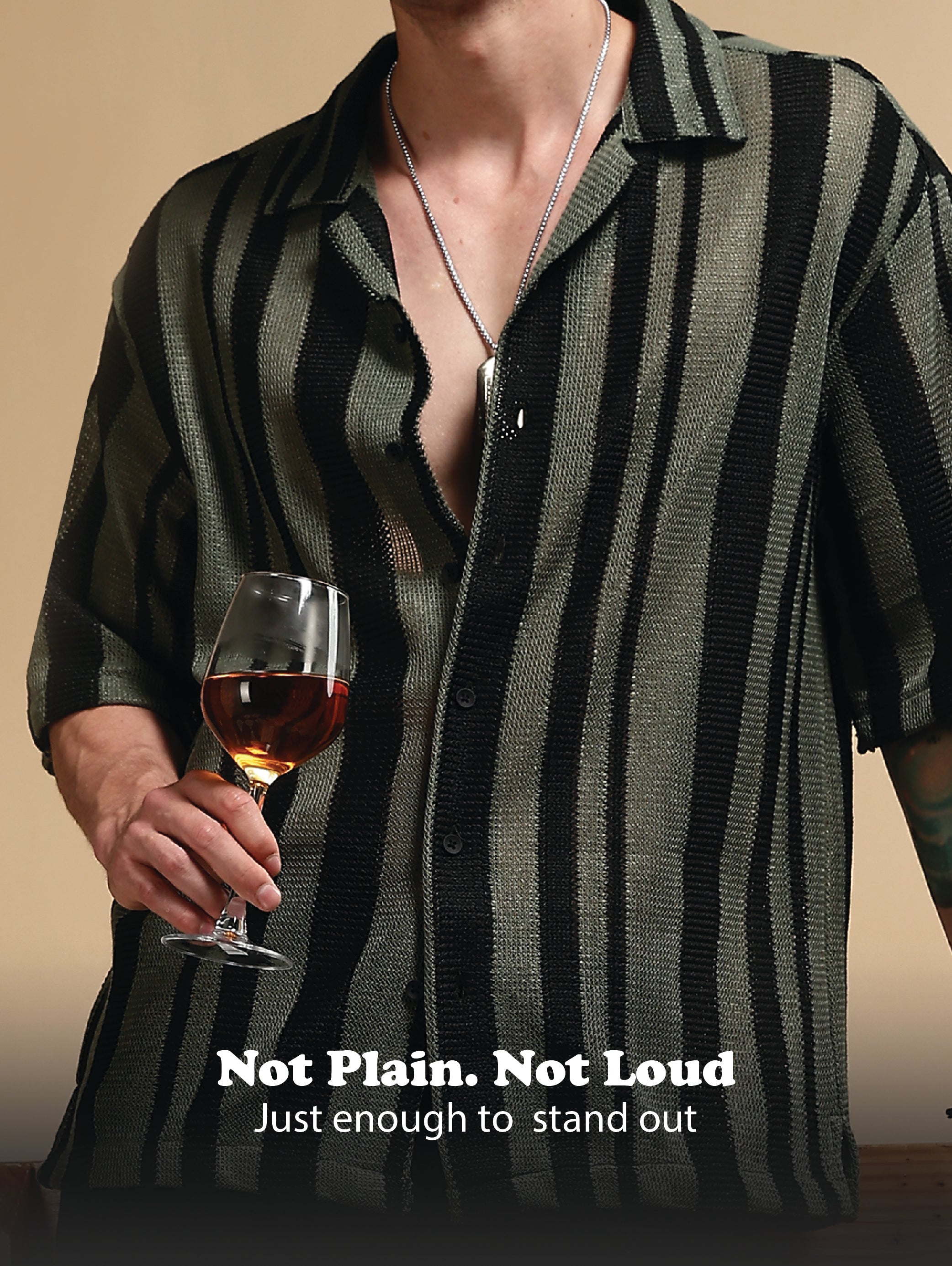 Men Green Relaxed Fit Striped Shirt