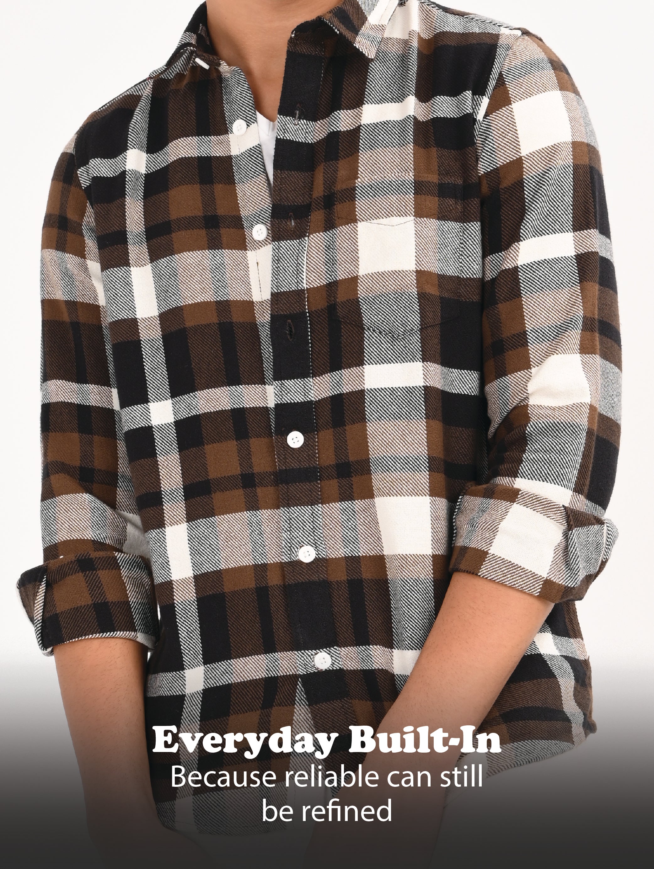 Men Brown Classic Checked Shirt