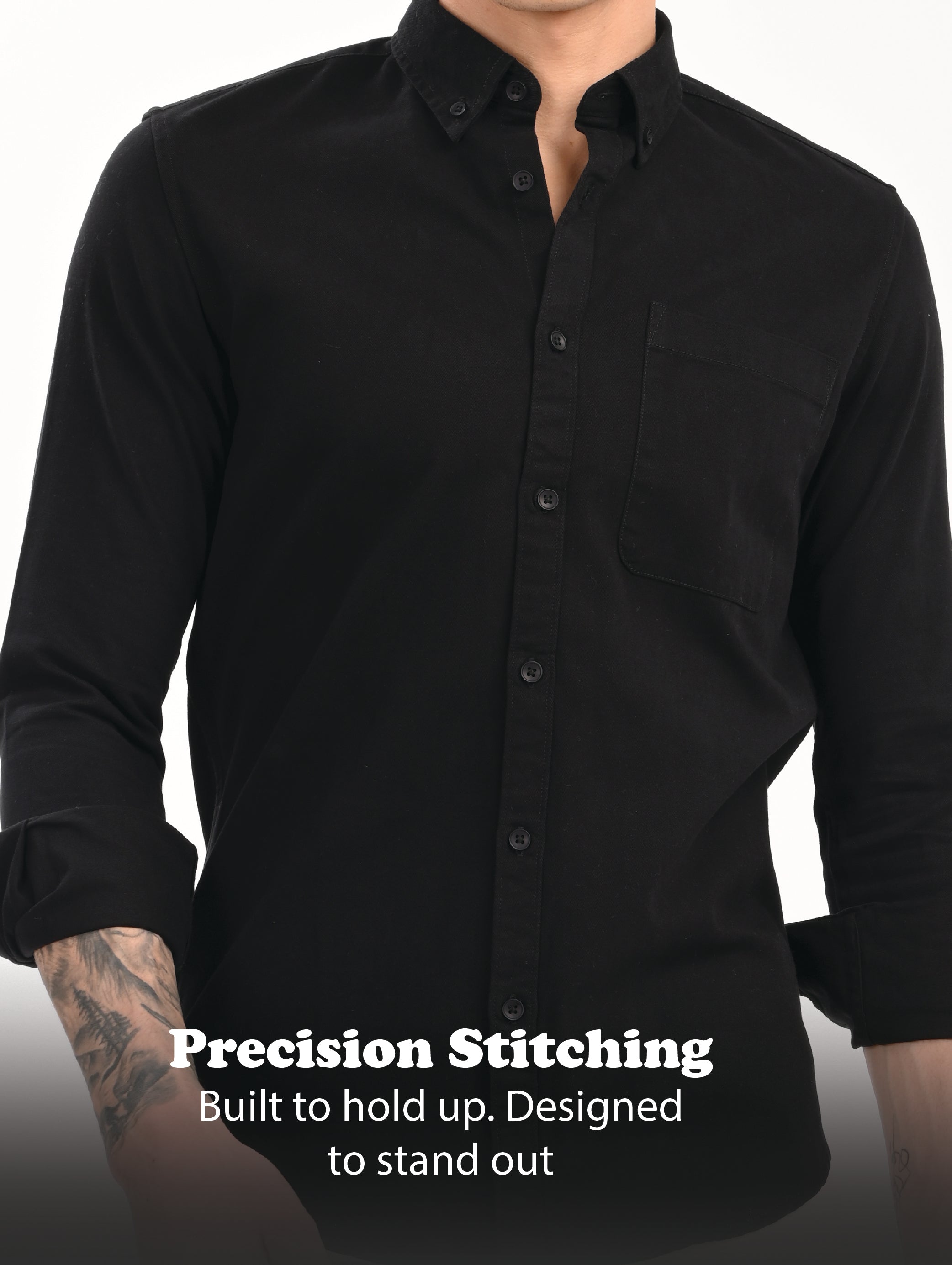 Men Black Everyday Essential Solid Shirt