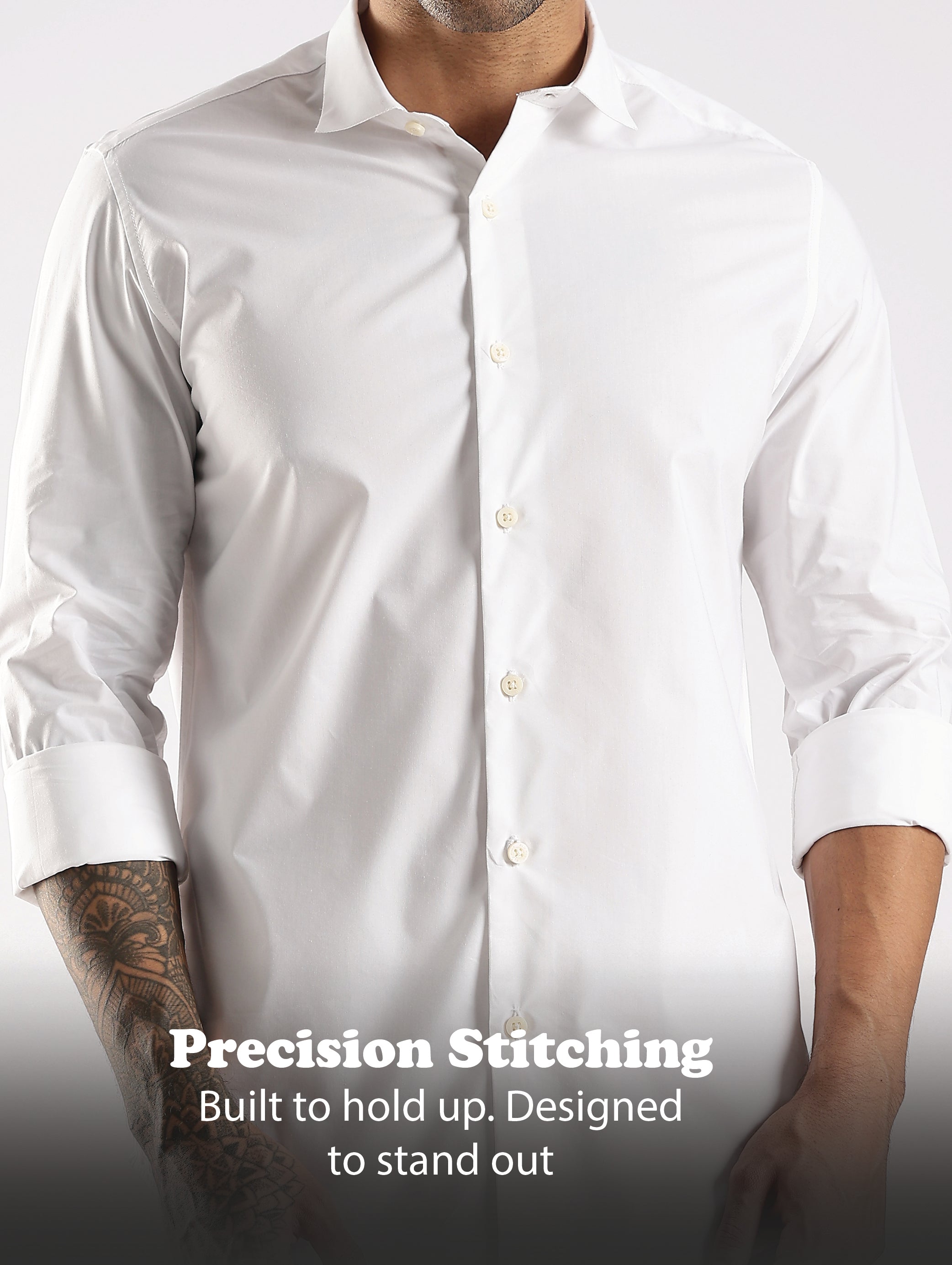 Men White Cotton Slim Fit Shirt