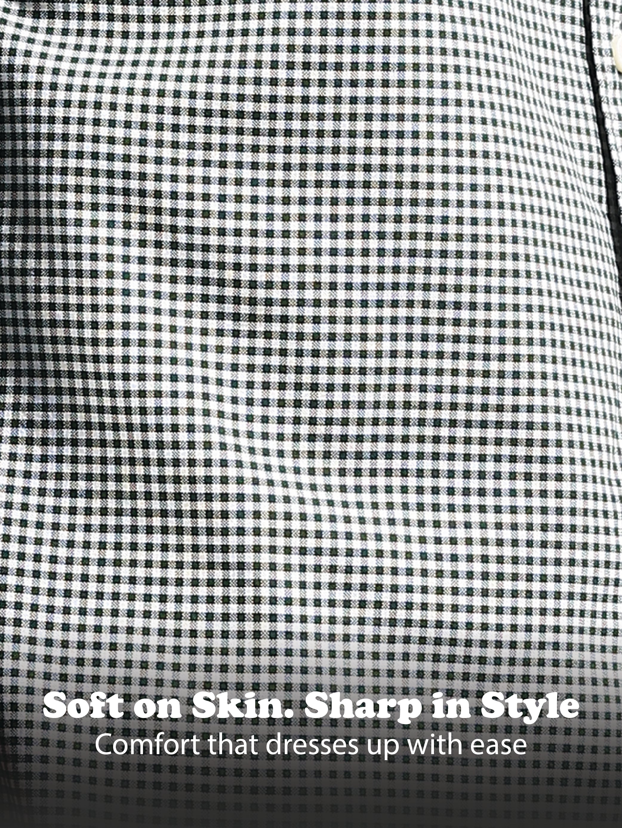 Men Green Cotton Oxford Slim Fit Mini Checks Shirt
