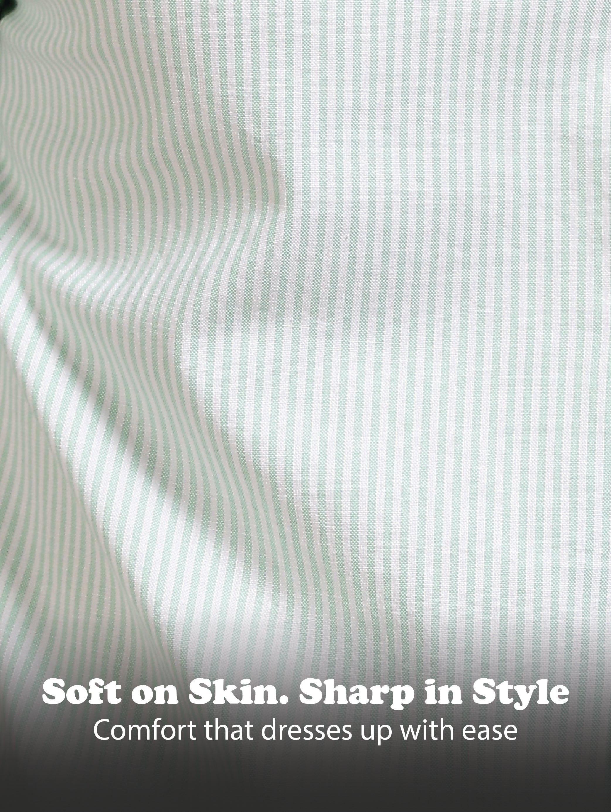 Men Green Cotton Oxford Slim Fit Striped Shirt
