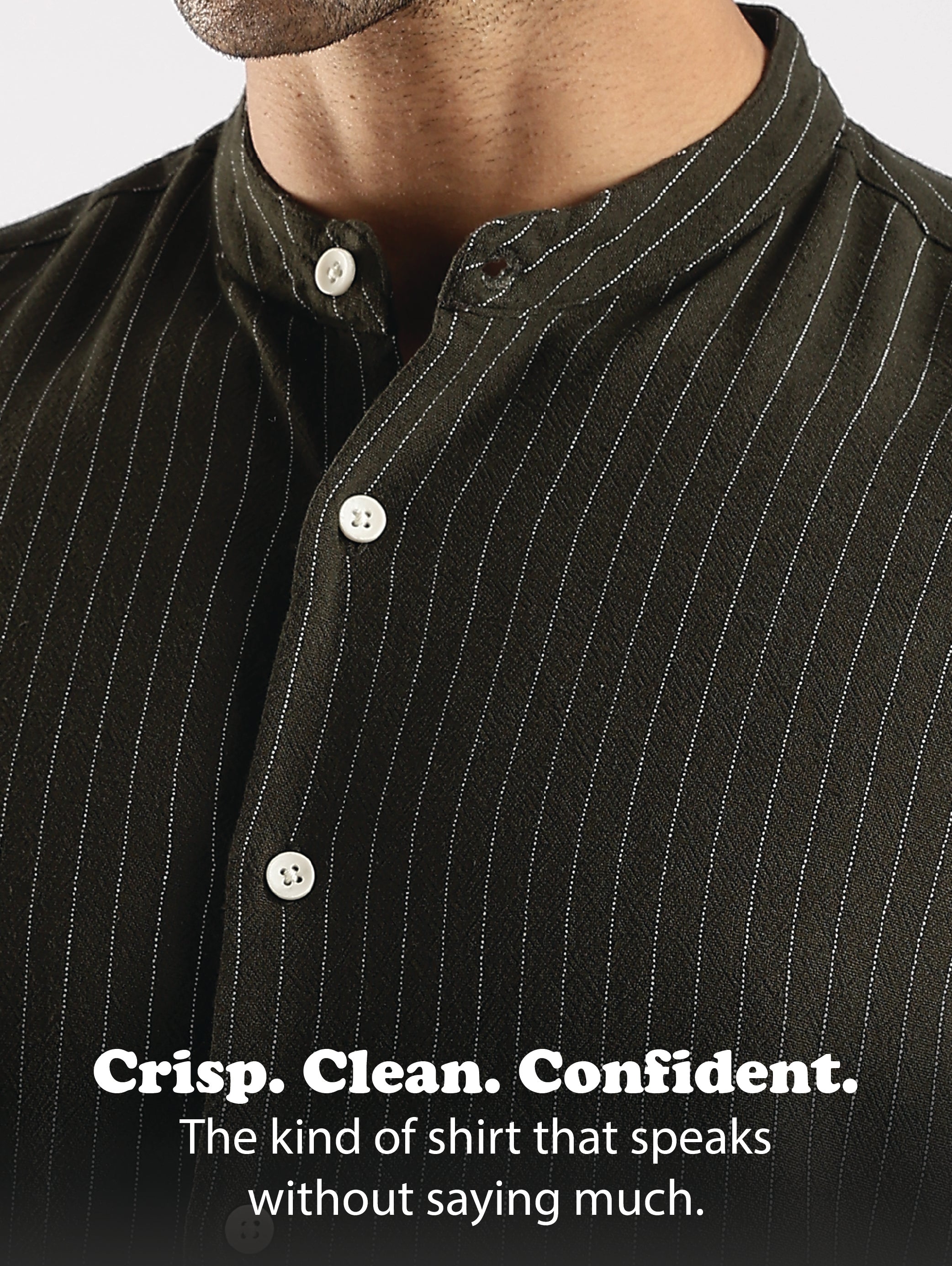 Men Green Linen Blend Striped Shirt