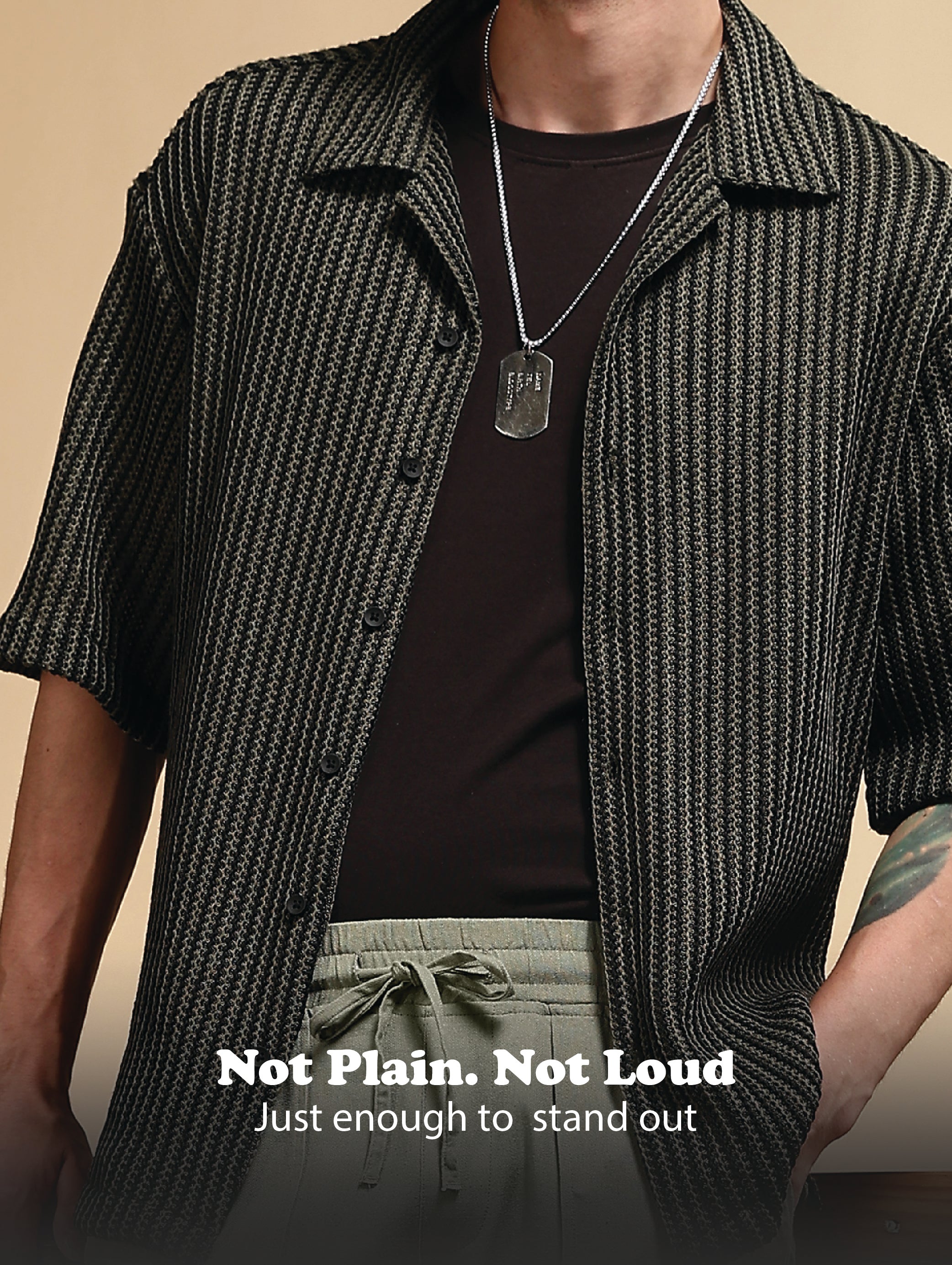 Men Green Polyester Relaxed Fit Shirt