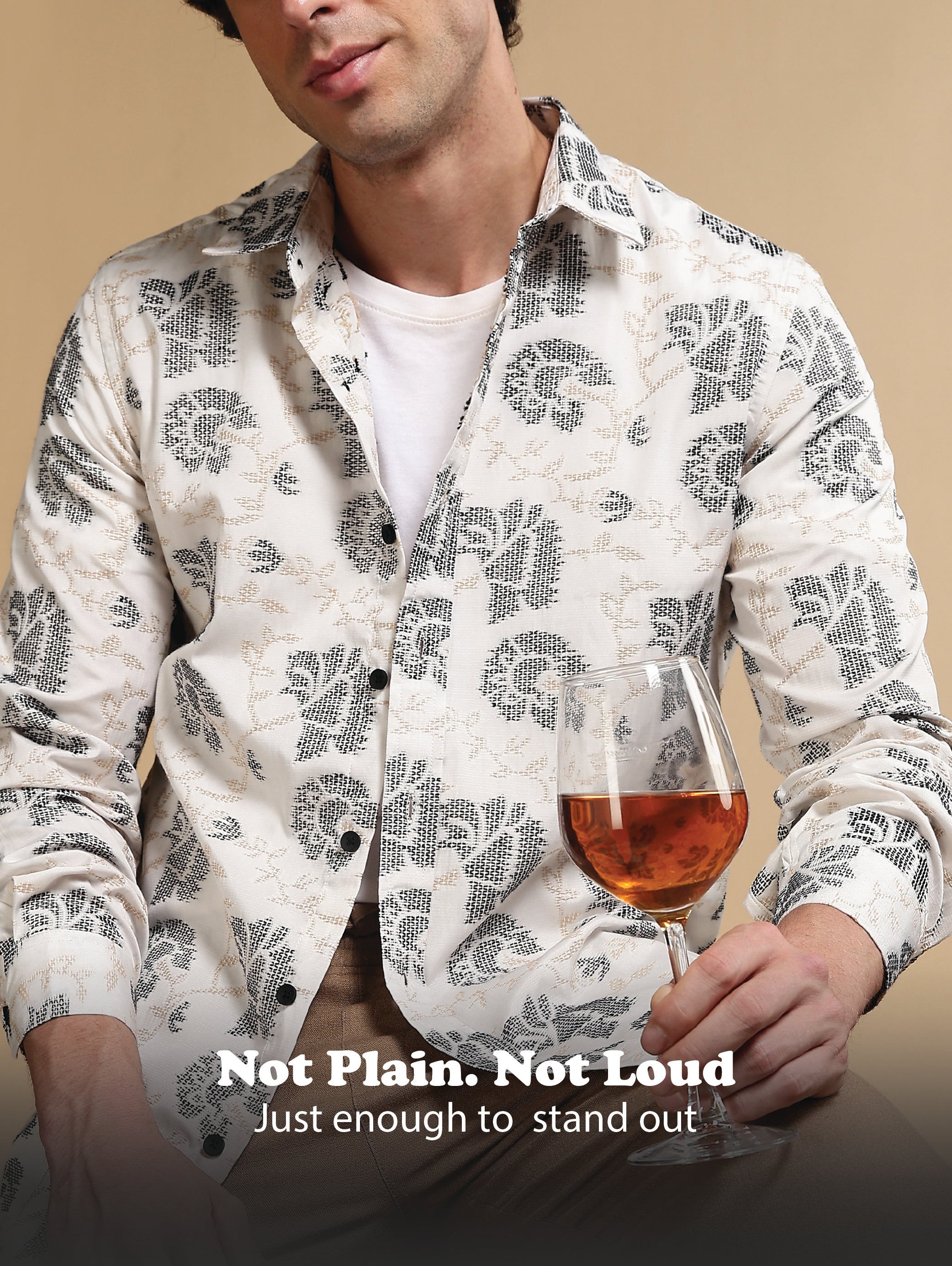 Men White Poly Cotton Slim Fit Shirt