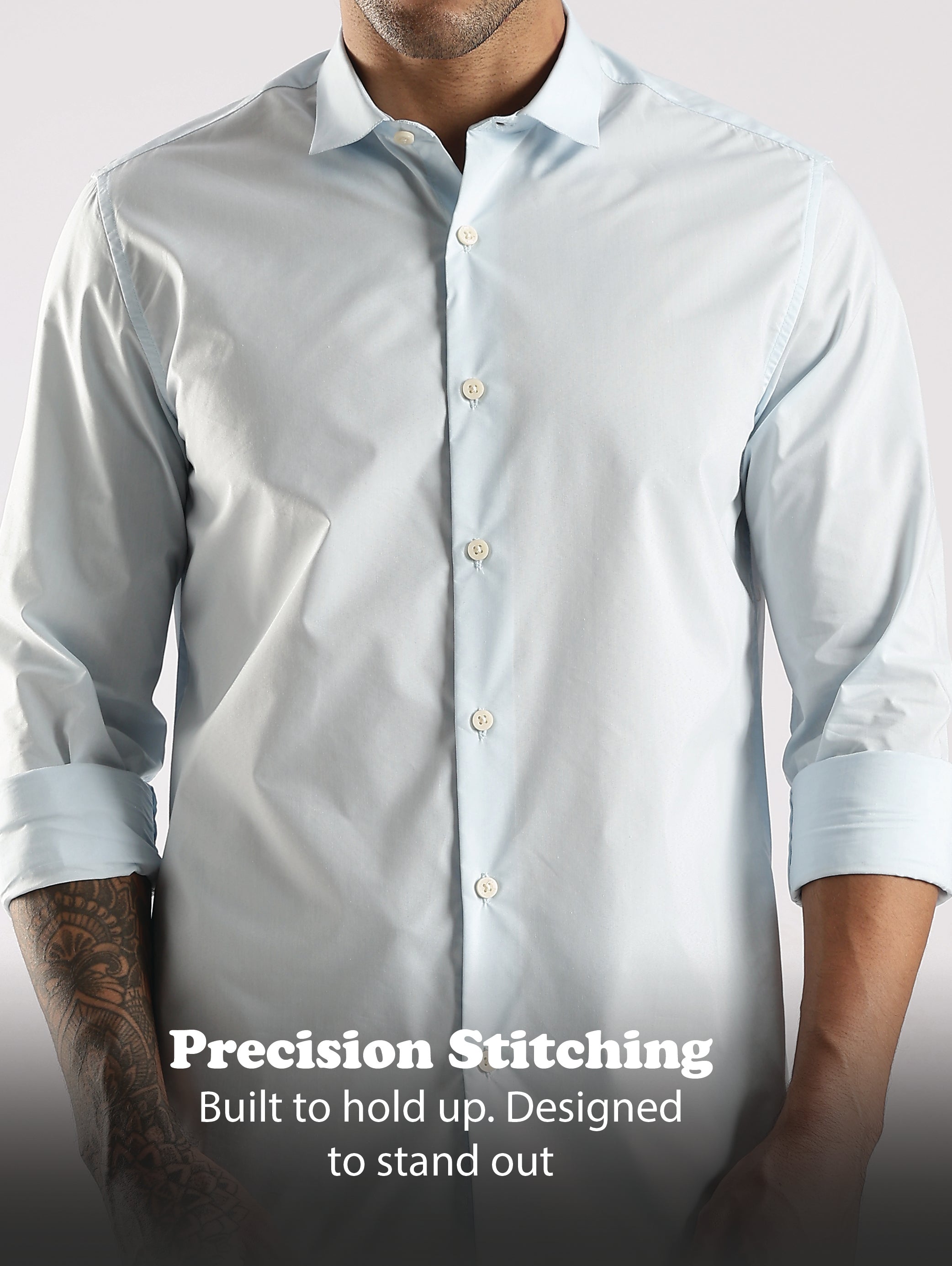 Men Blue Cotton Slim Fit Shirt