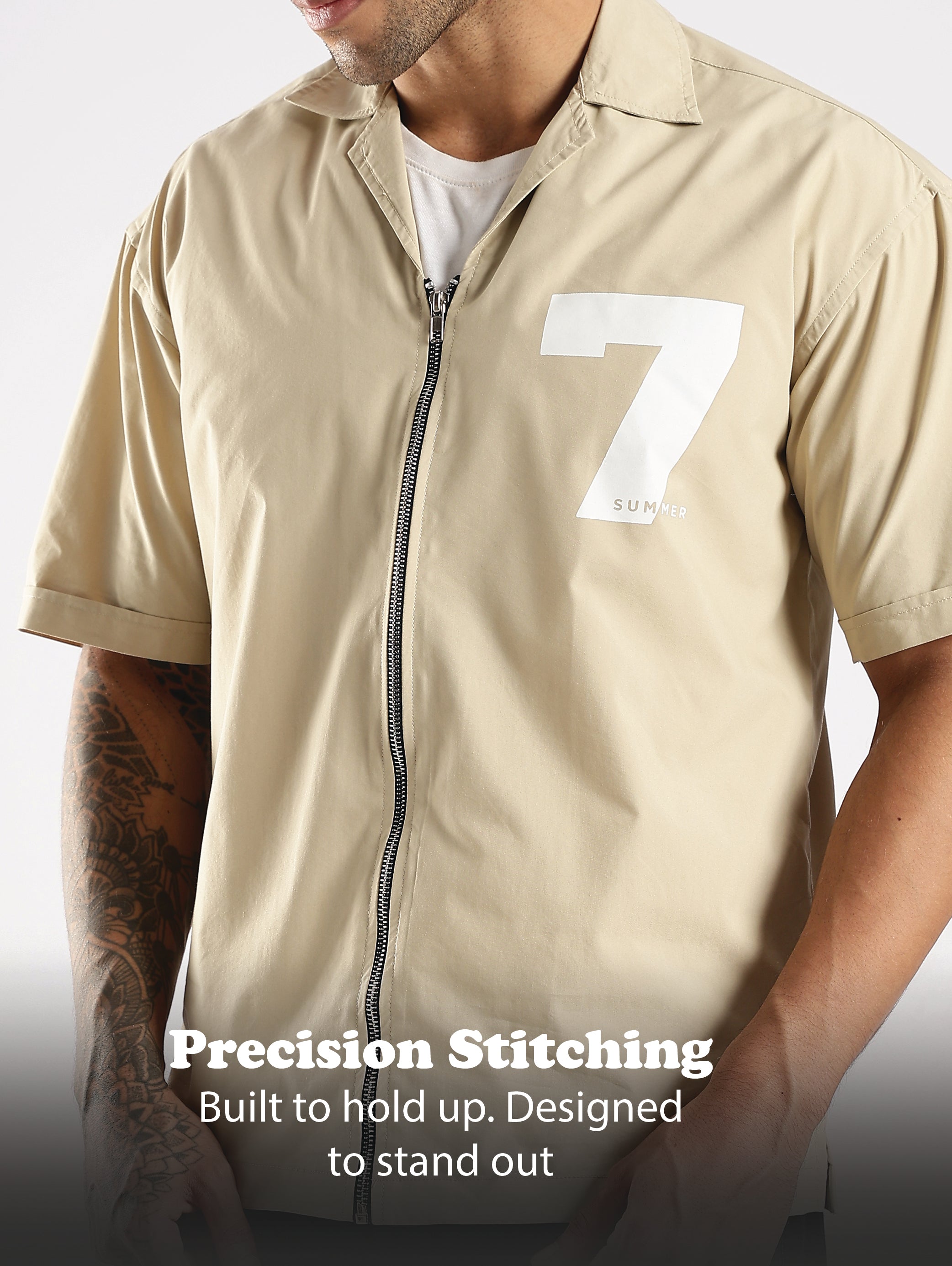 Men Cream Slim Fit Shirt