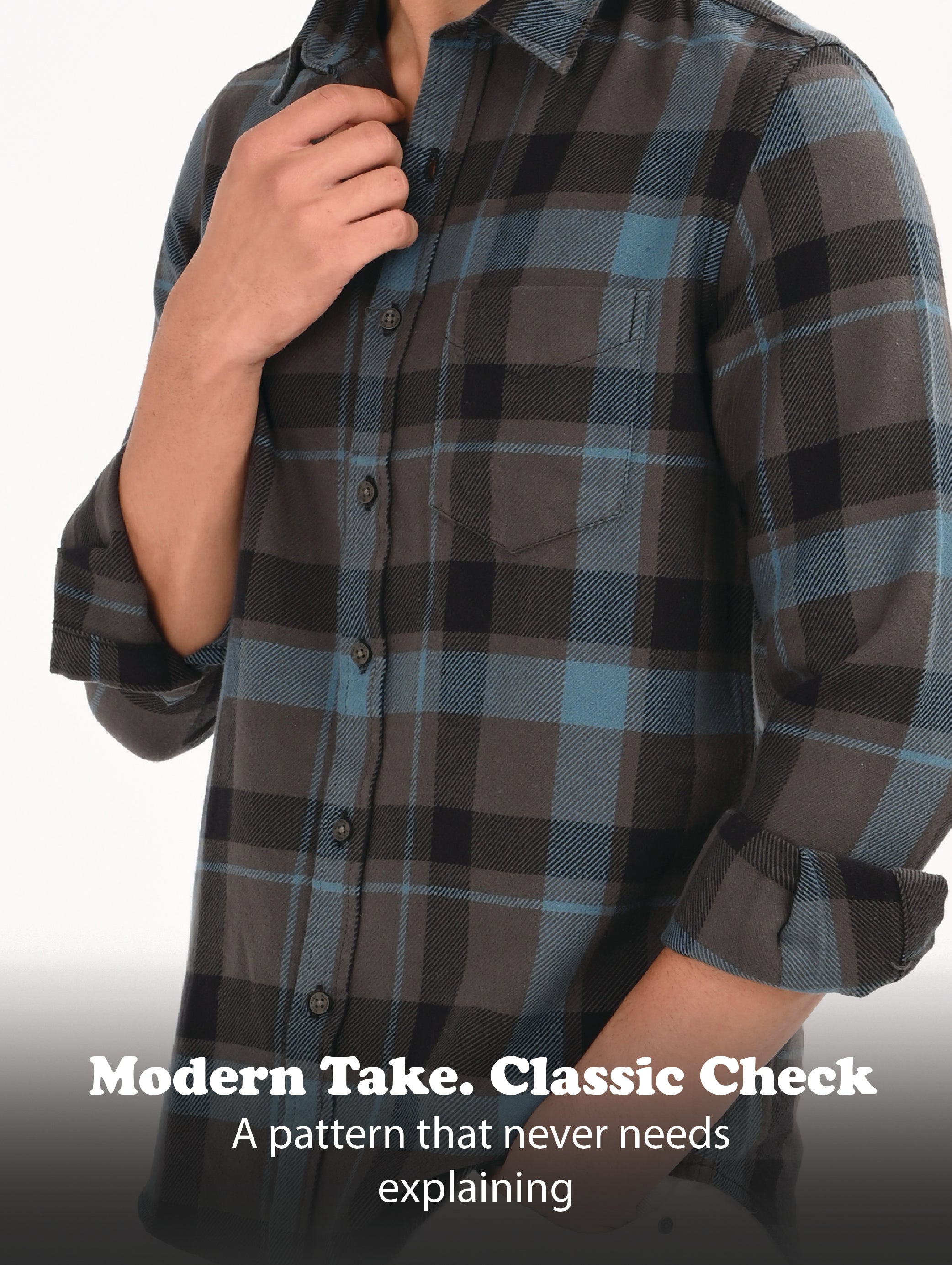 Men Blue Classic Checked Shirt