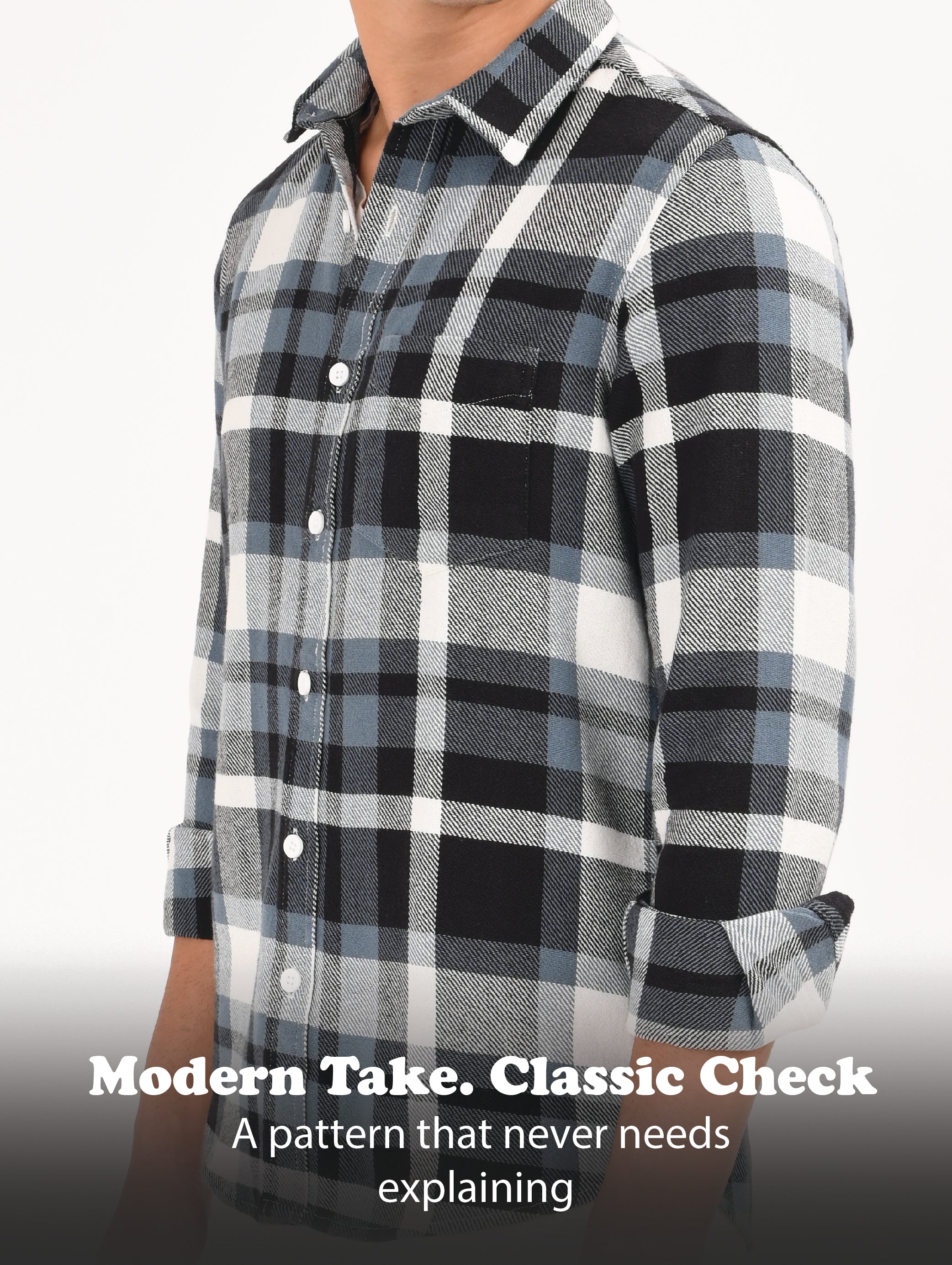 Men Blue Classic Checked Shirt