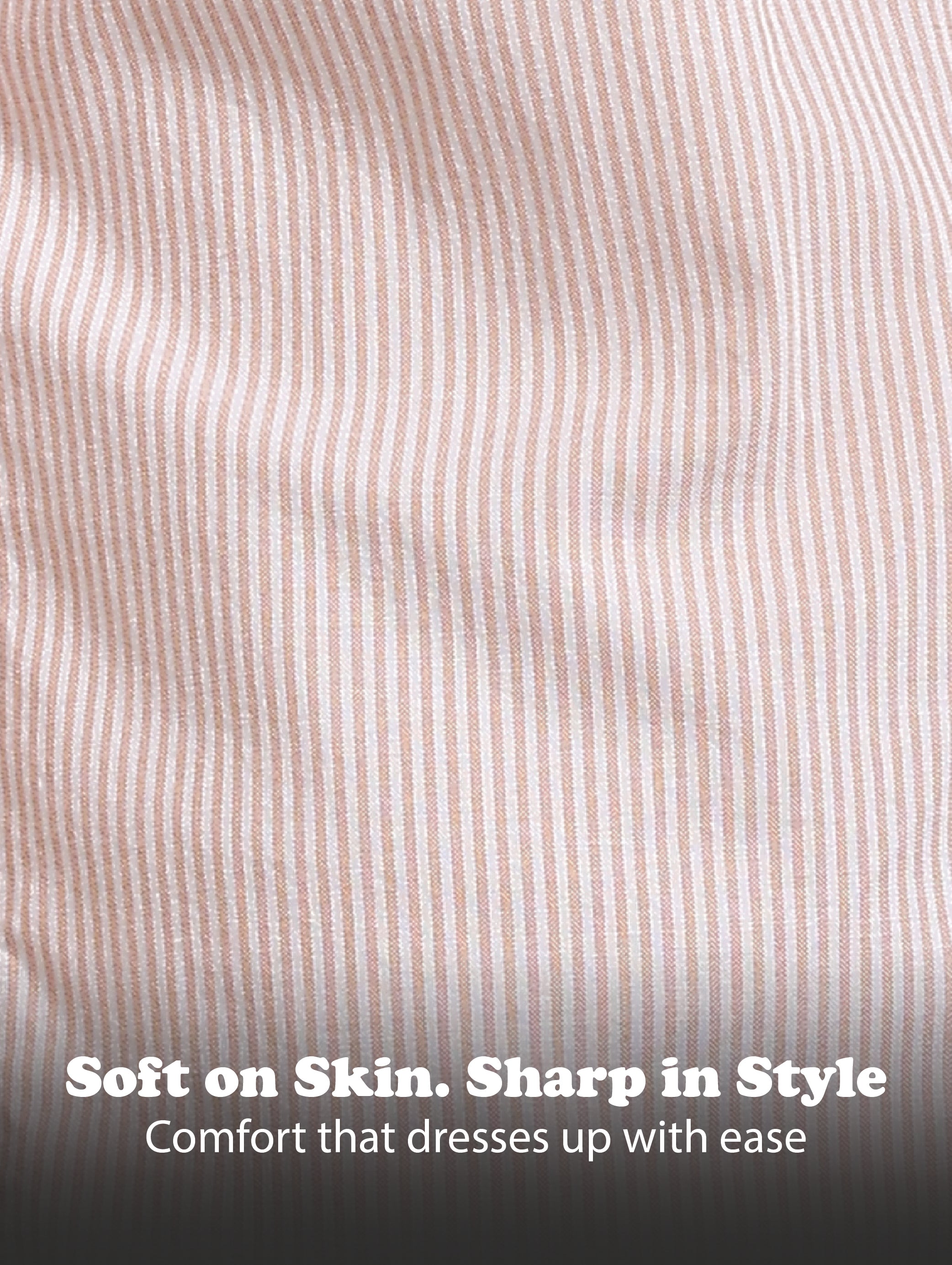 Men Orange Cotton Oxford Slim Fit Striped Shirt