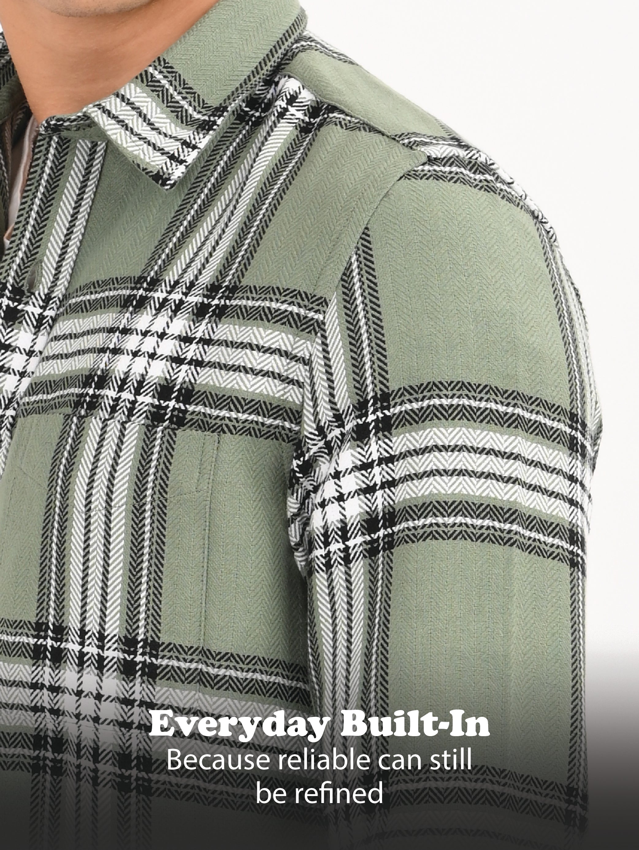 Men Green Herringbone Checked Shirt