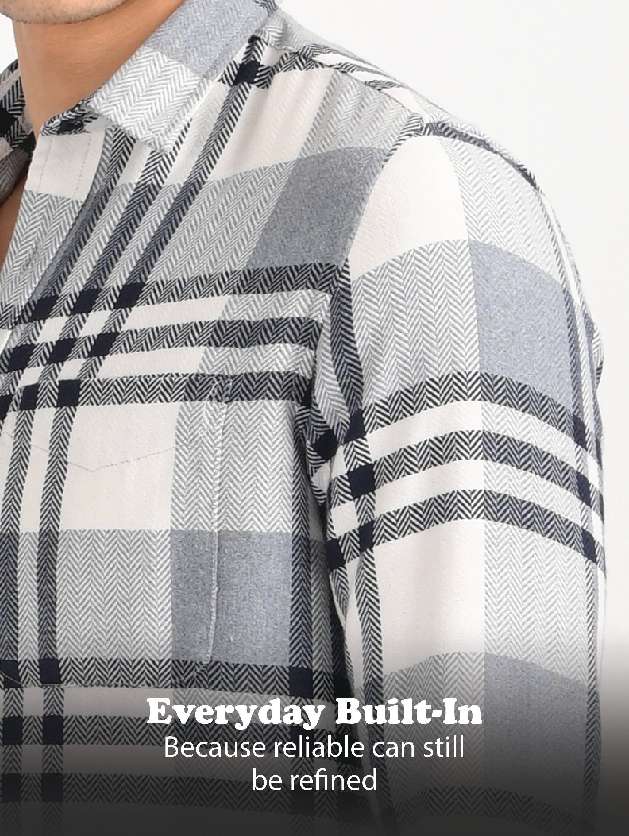 Men Grey Classic Bold Checked Shirt