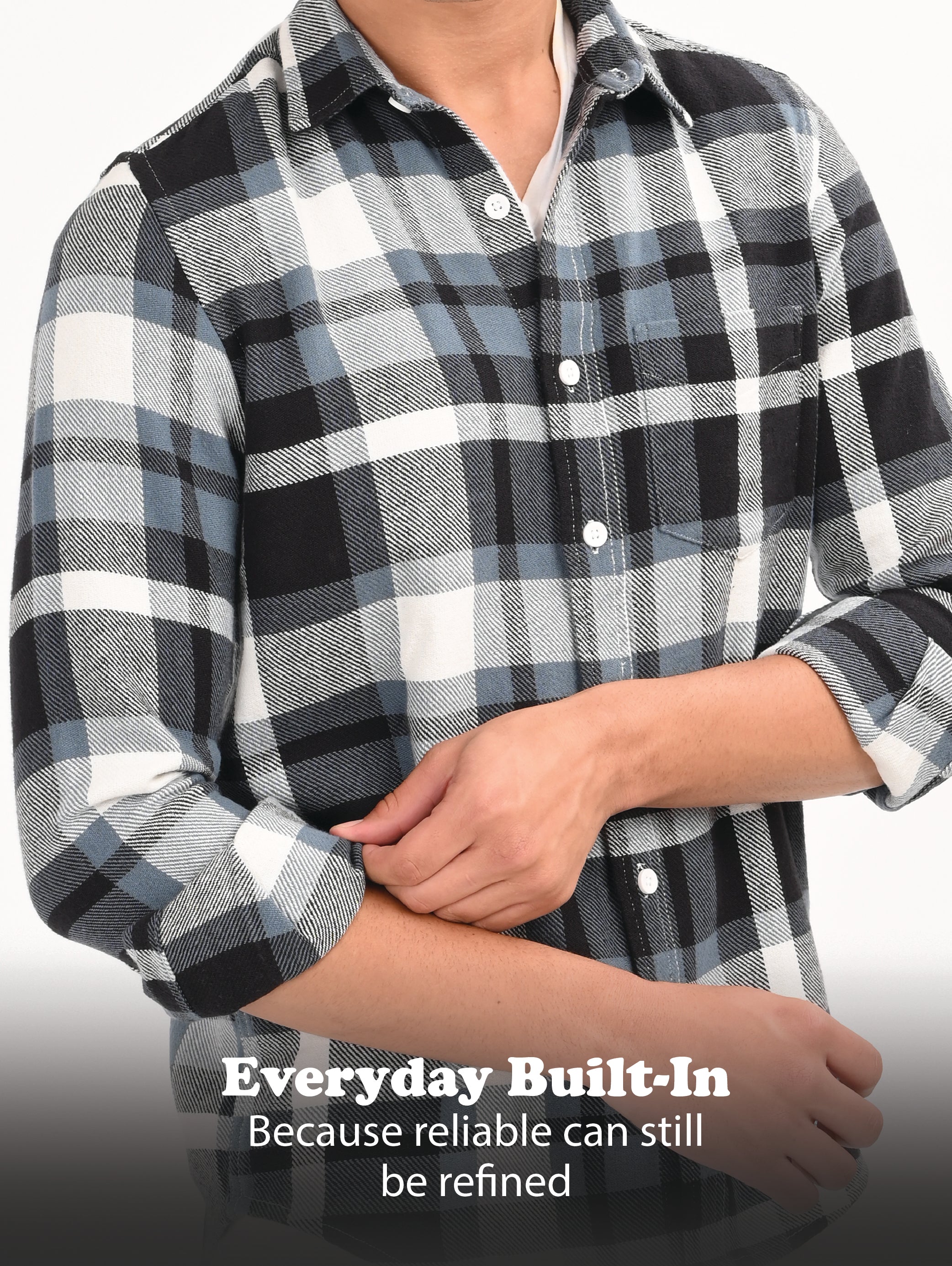 Men Blue Classic Checked Shirt