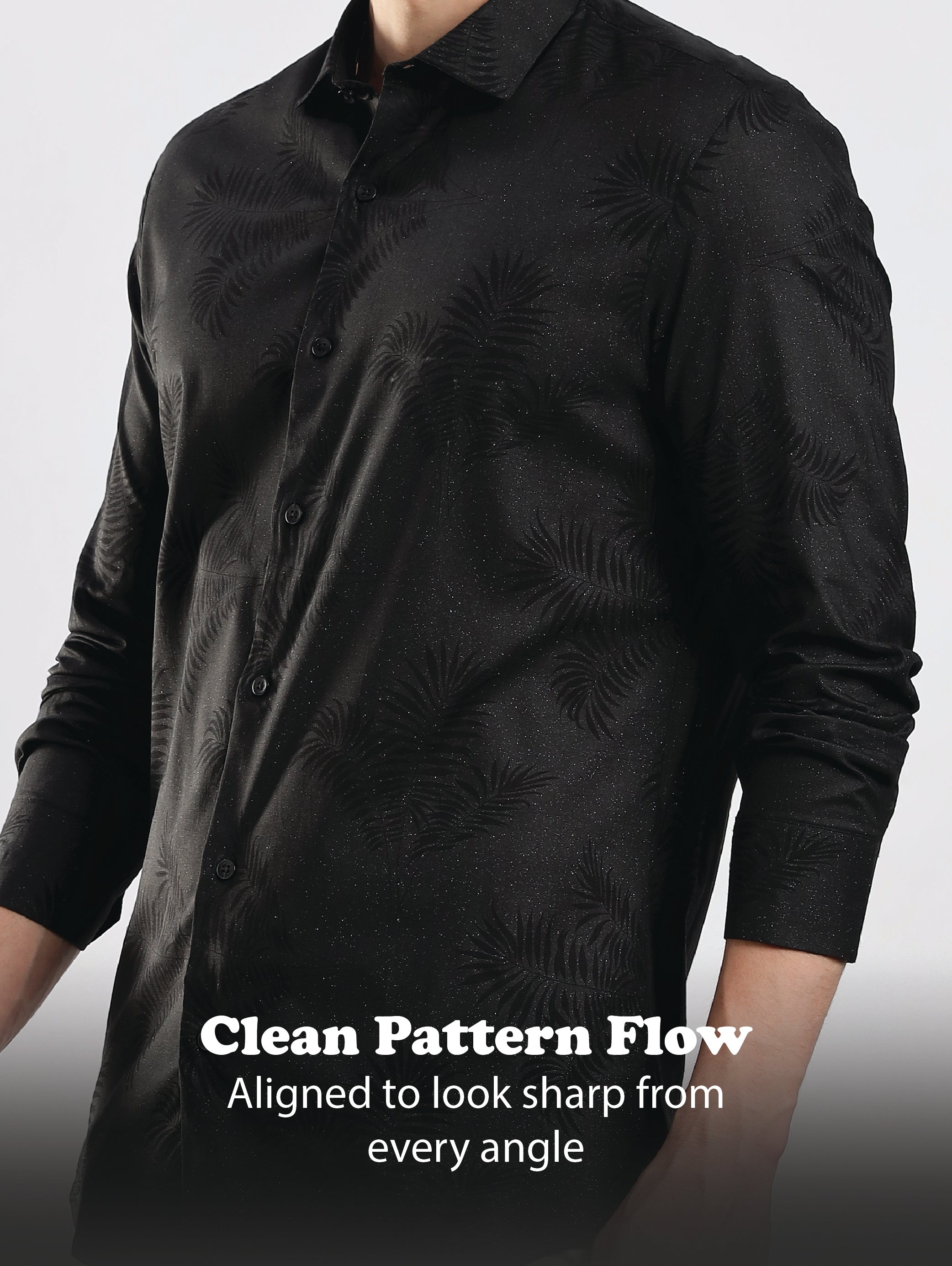 Men Black Glitter print festive wear