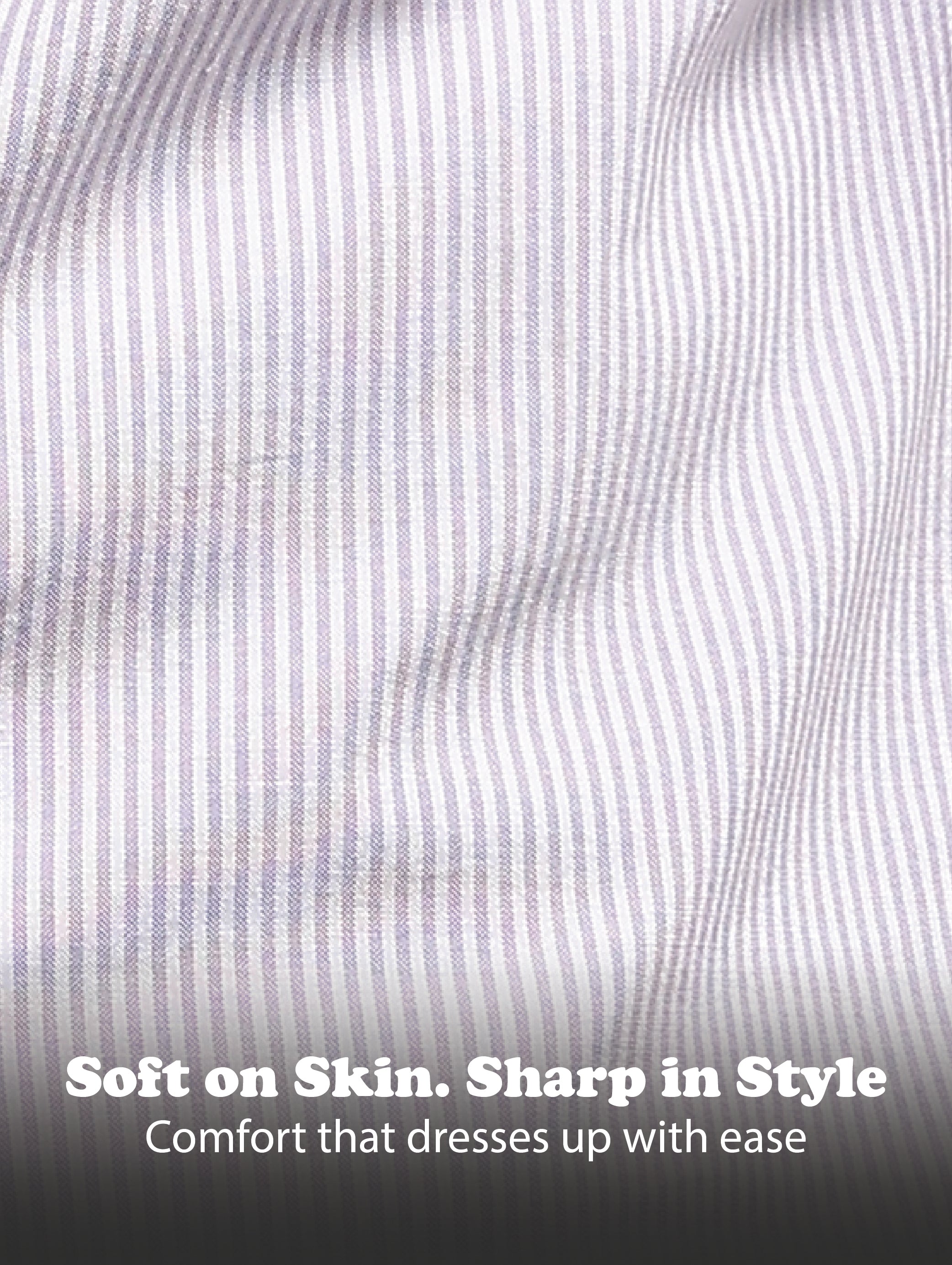Men Lavender Cotton Oxford Slim Fit Striped Shirt
