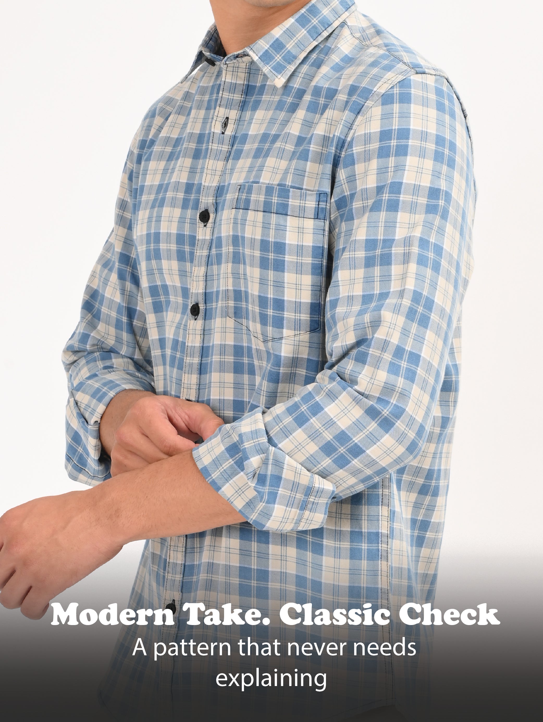 Men Indigo Dyed Checked Shirt