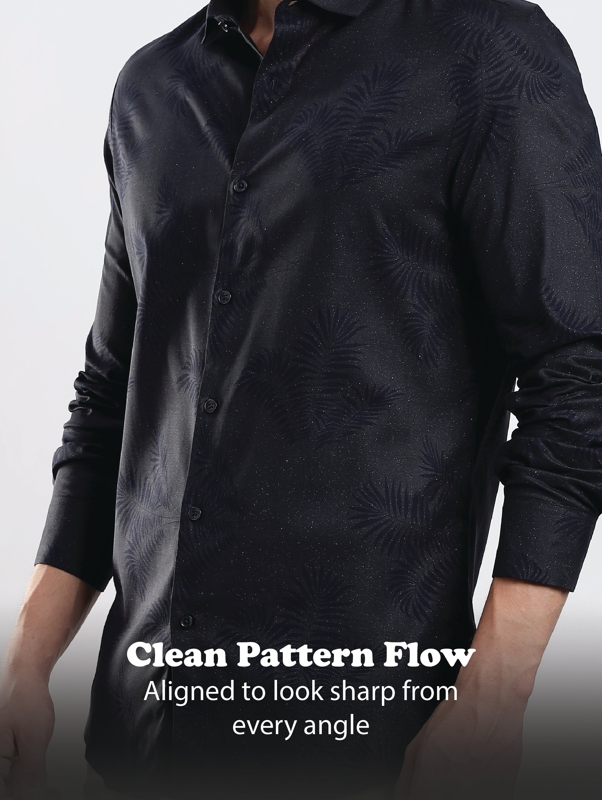 Men Navy Blue Glitter print festive wear