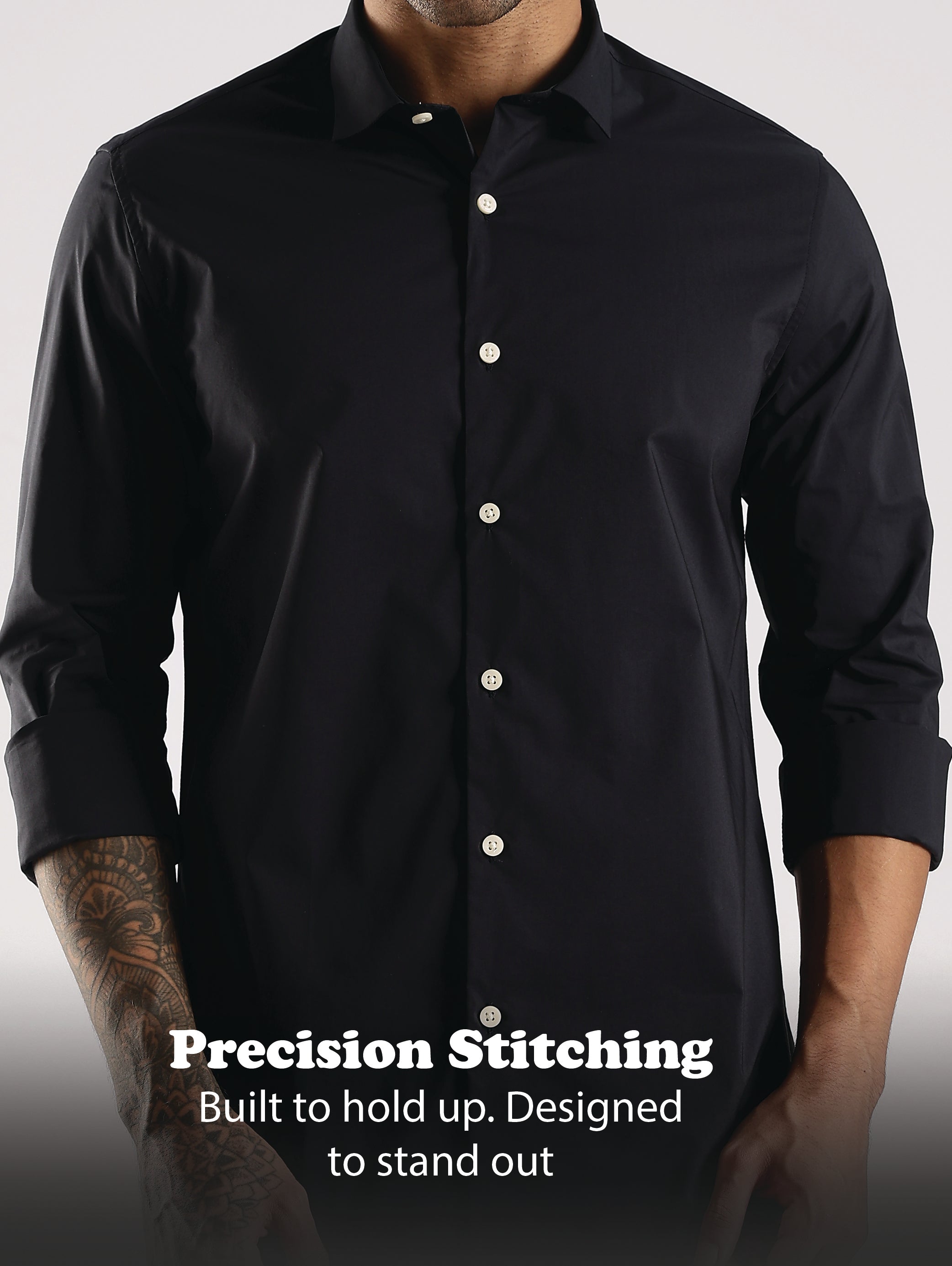 Men Navy Blue Cotton Slim Fit Shirt