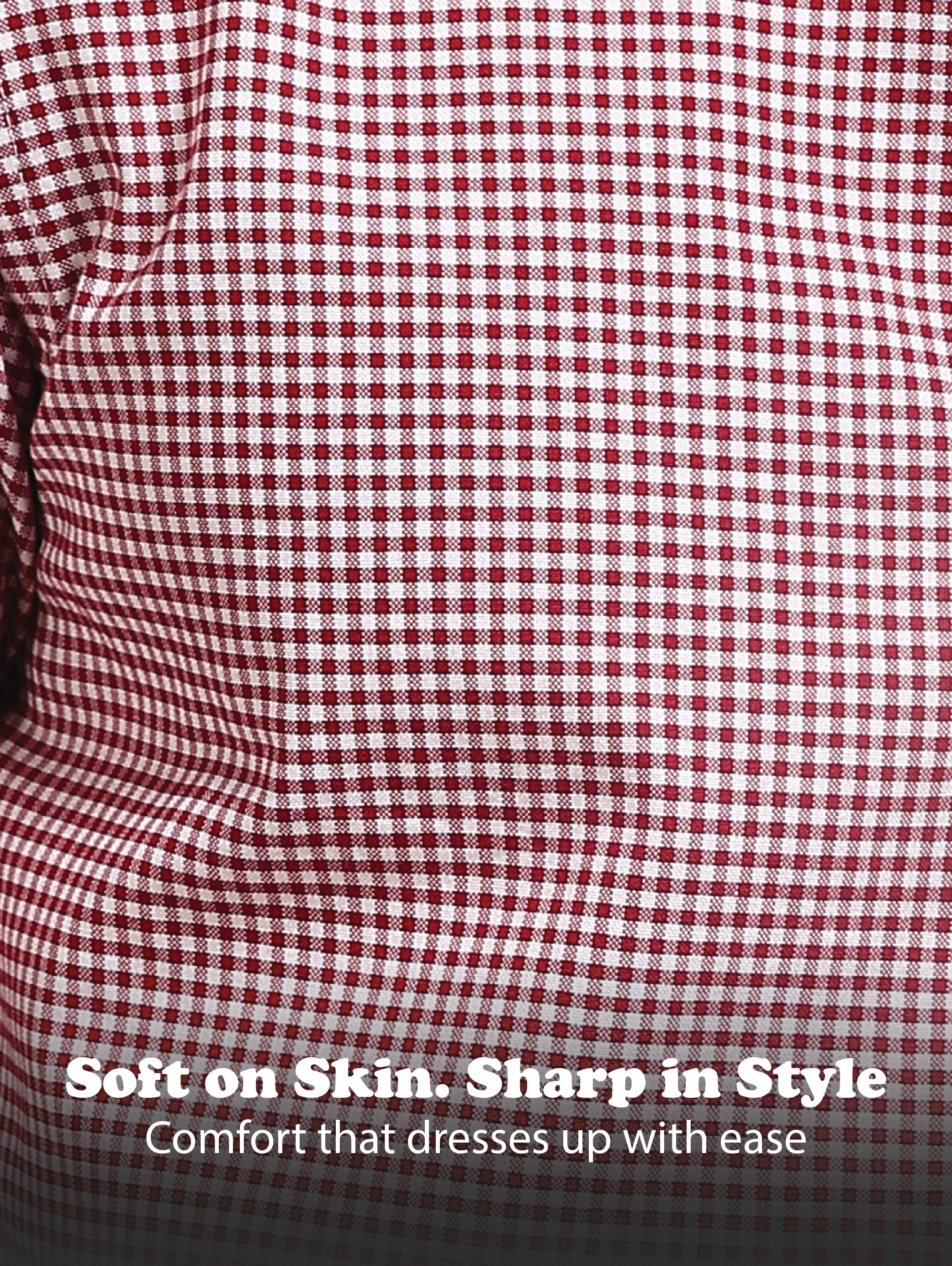 Men Red Cotton Oxford Slim Fit Mini Checks Shirt