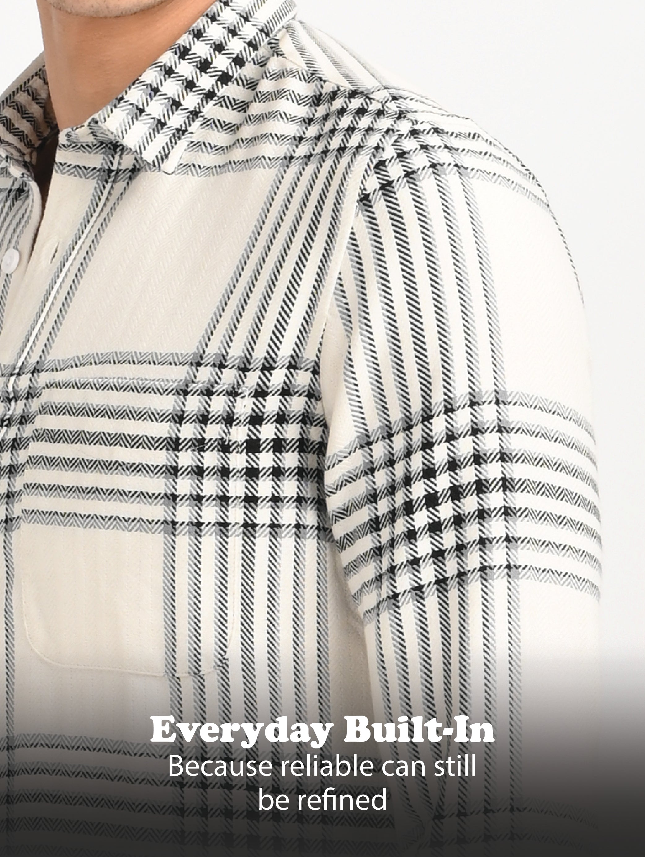 Men White Classic Bold Checked Shirt