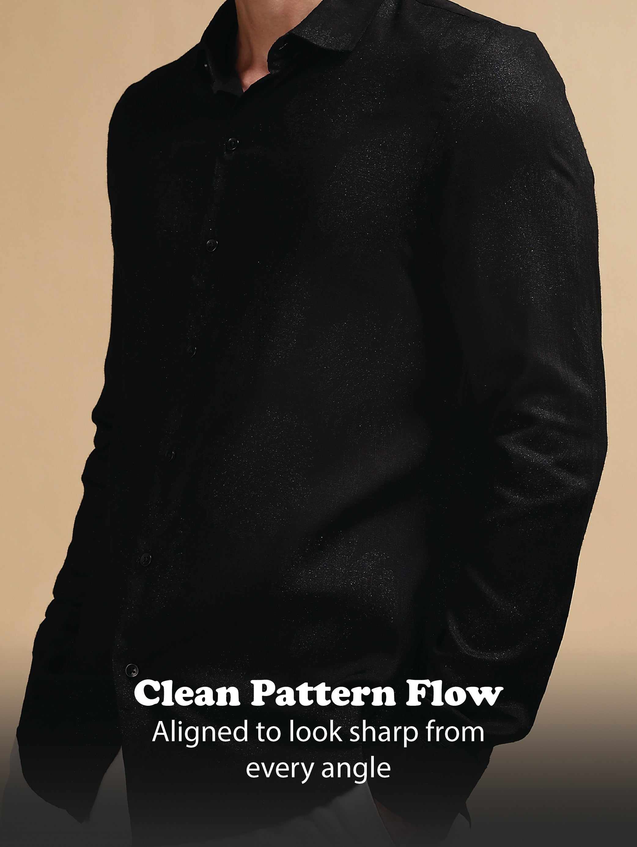 Men Black Glitter print festive wear