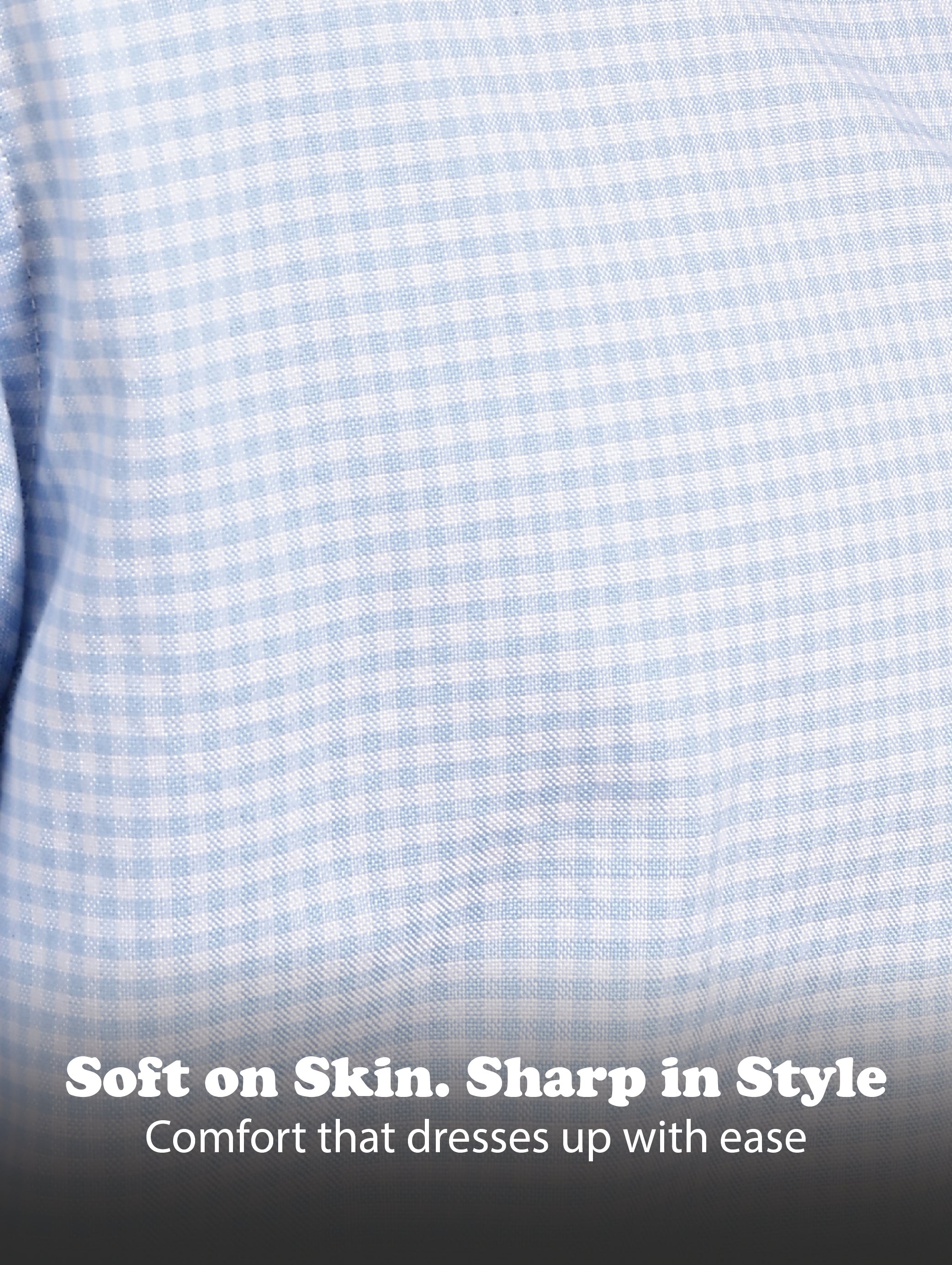Men Blue Cotton Oxford Slim Fit Mini Checks Shirt