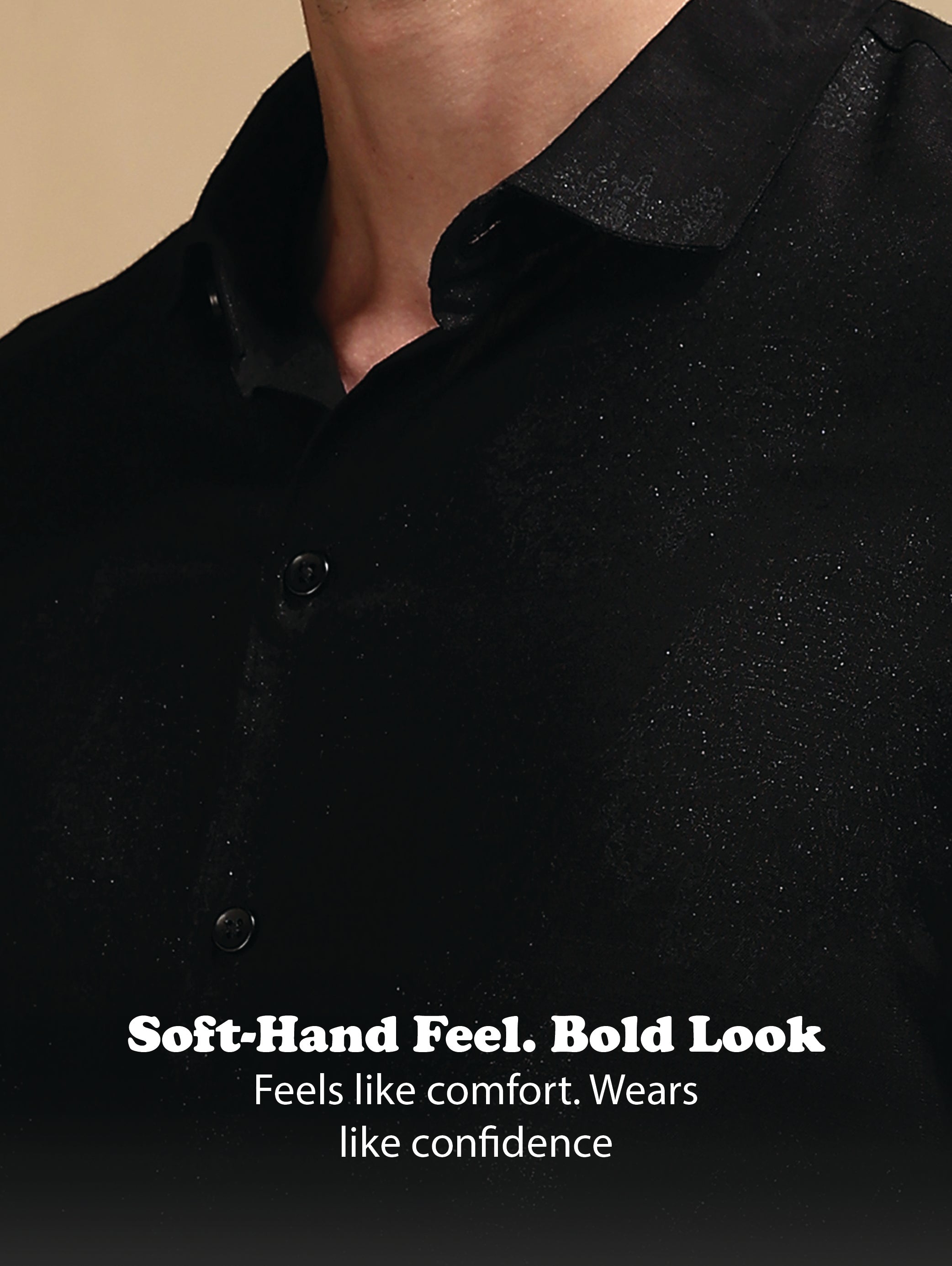 Men Black Glitter print festive wear