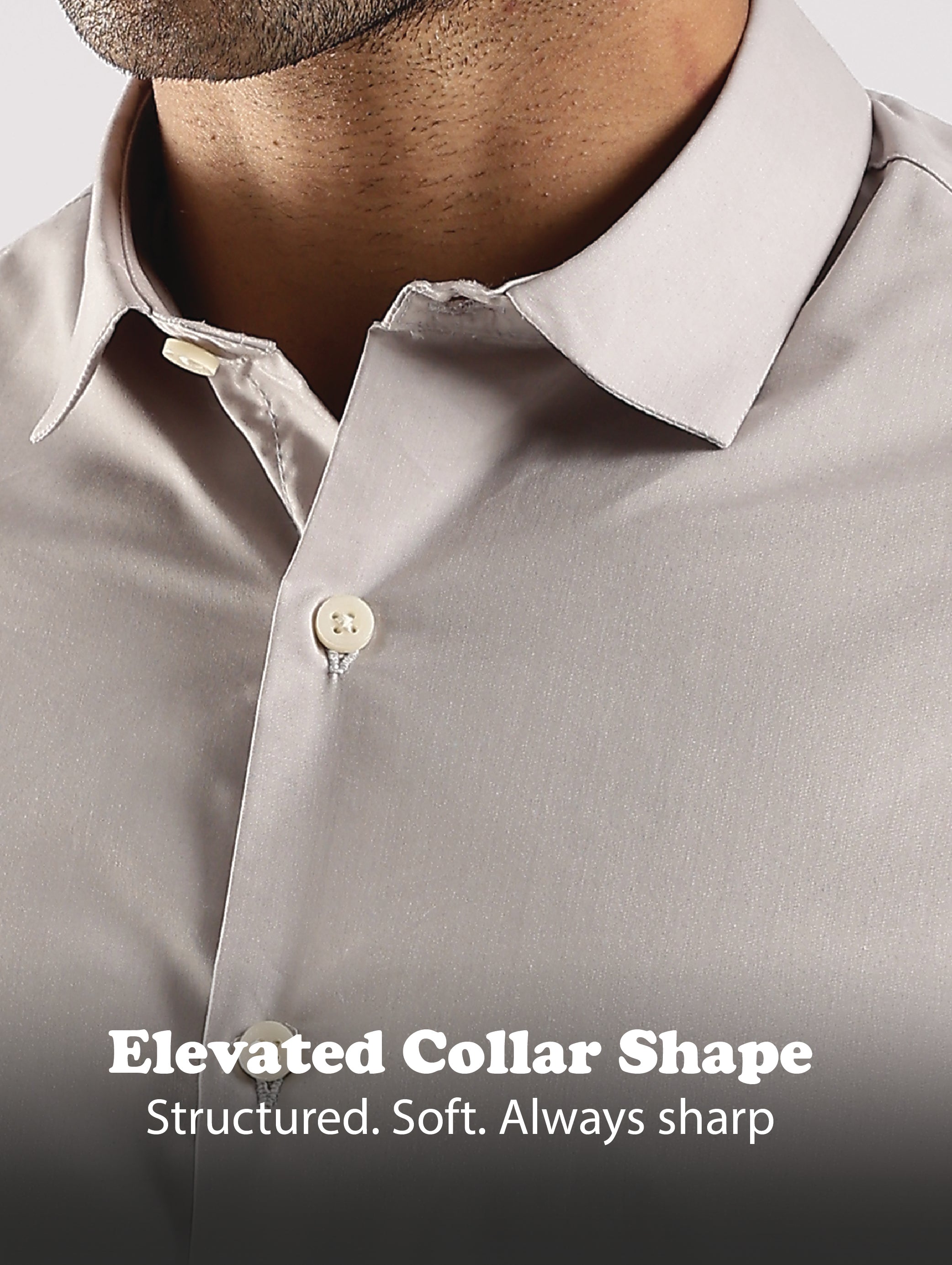 Men Grey Cotton Slim Fit Shirt