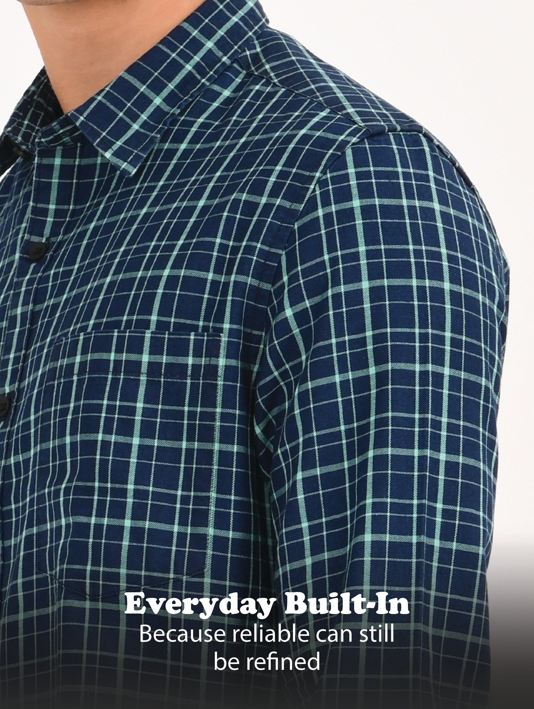 Men Green Dyed Checked Shirt