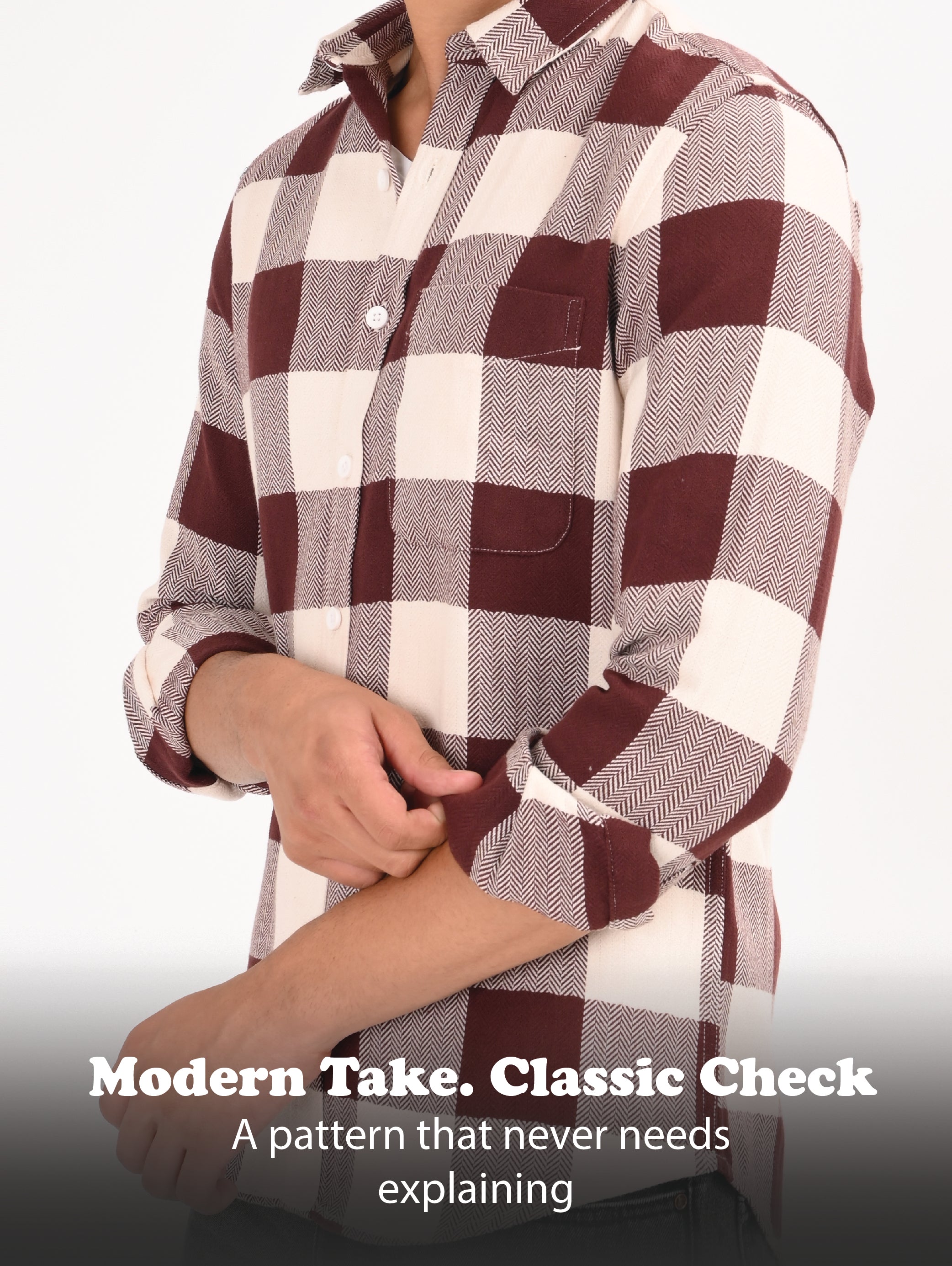 Men Maroon Classic Bold Checked Shirt