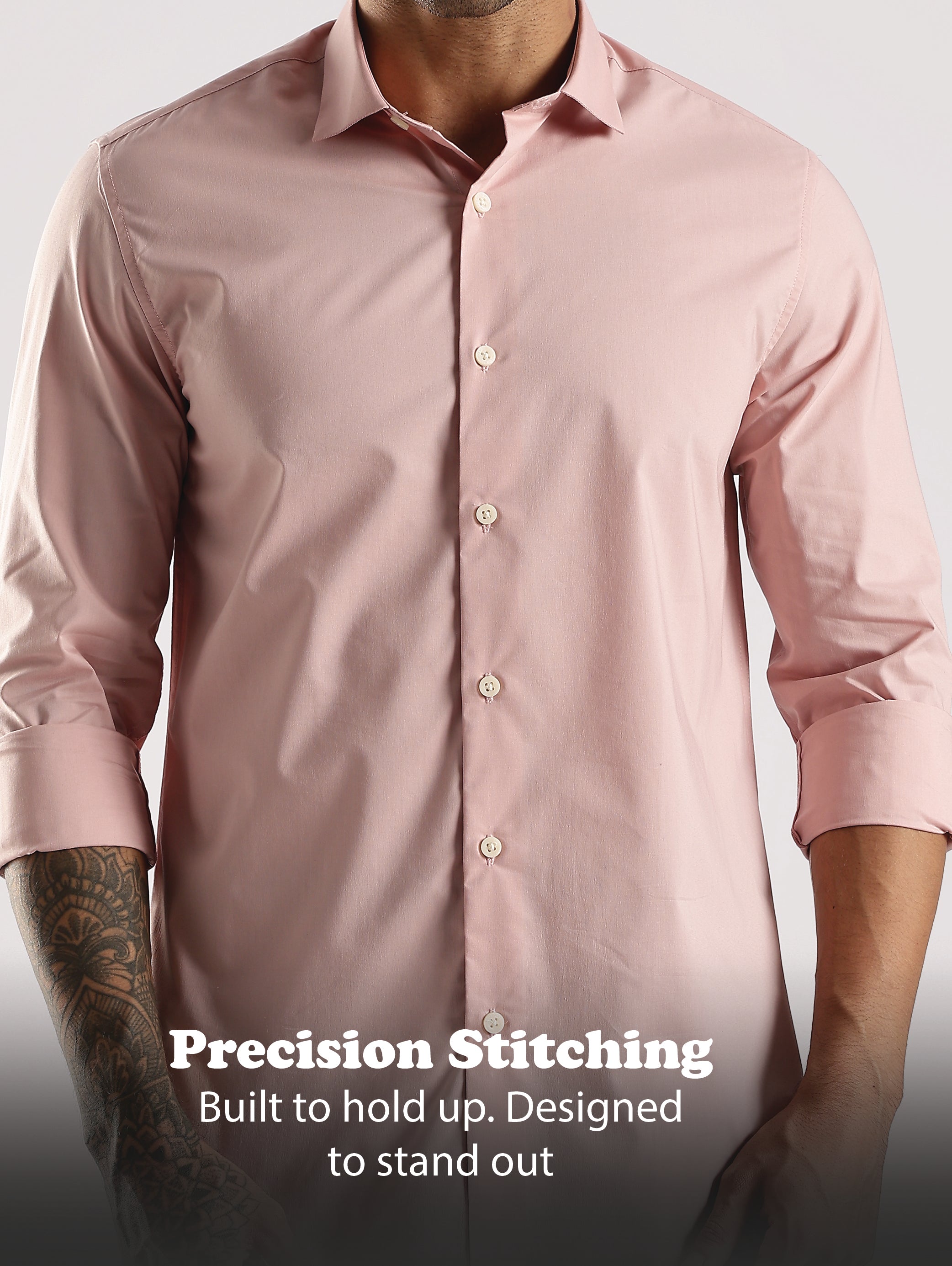Men Pink Cotton Slim Fit Shirt