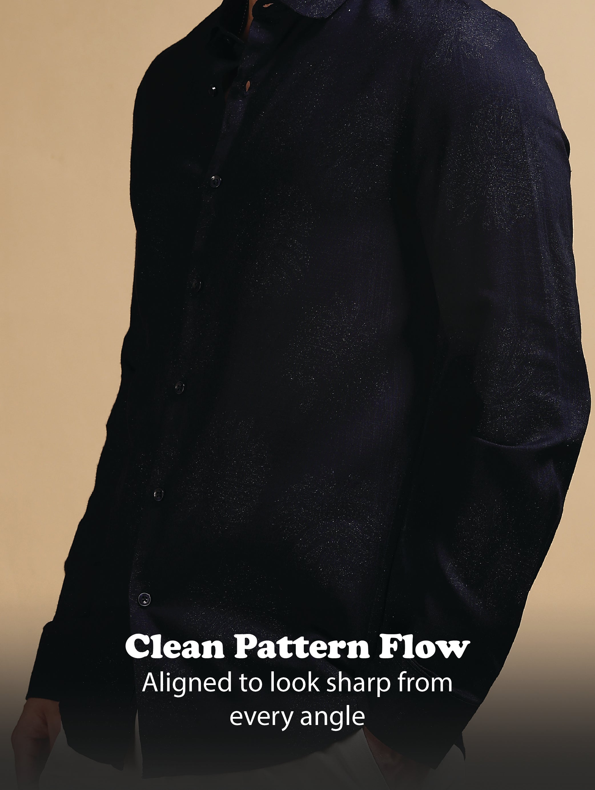 Men Navy Blue Glitter print festive wear