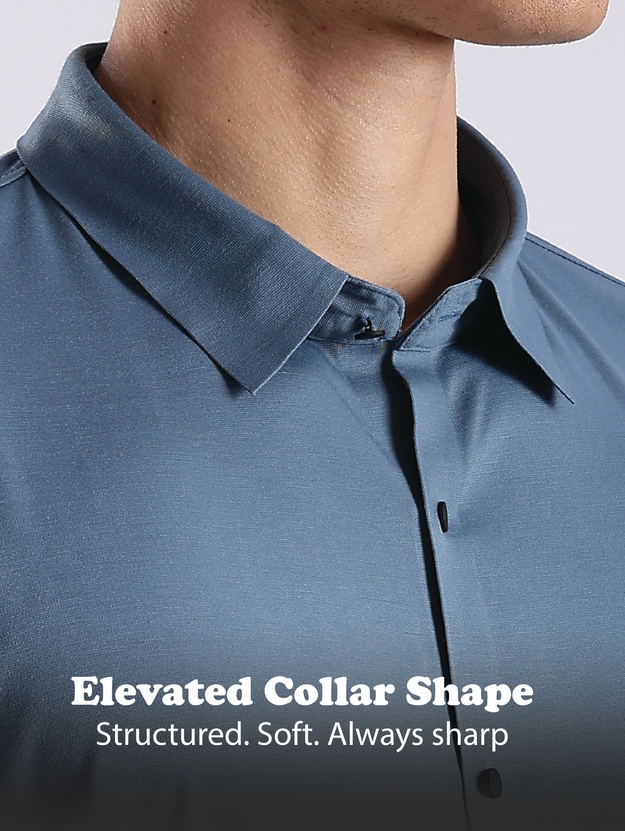 Men Blue Knitted Slim Fit Shirt