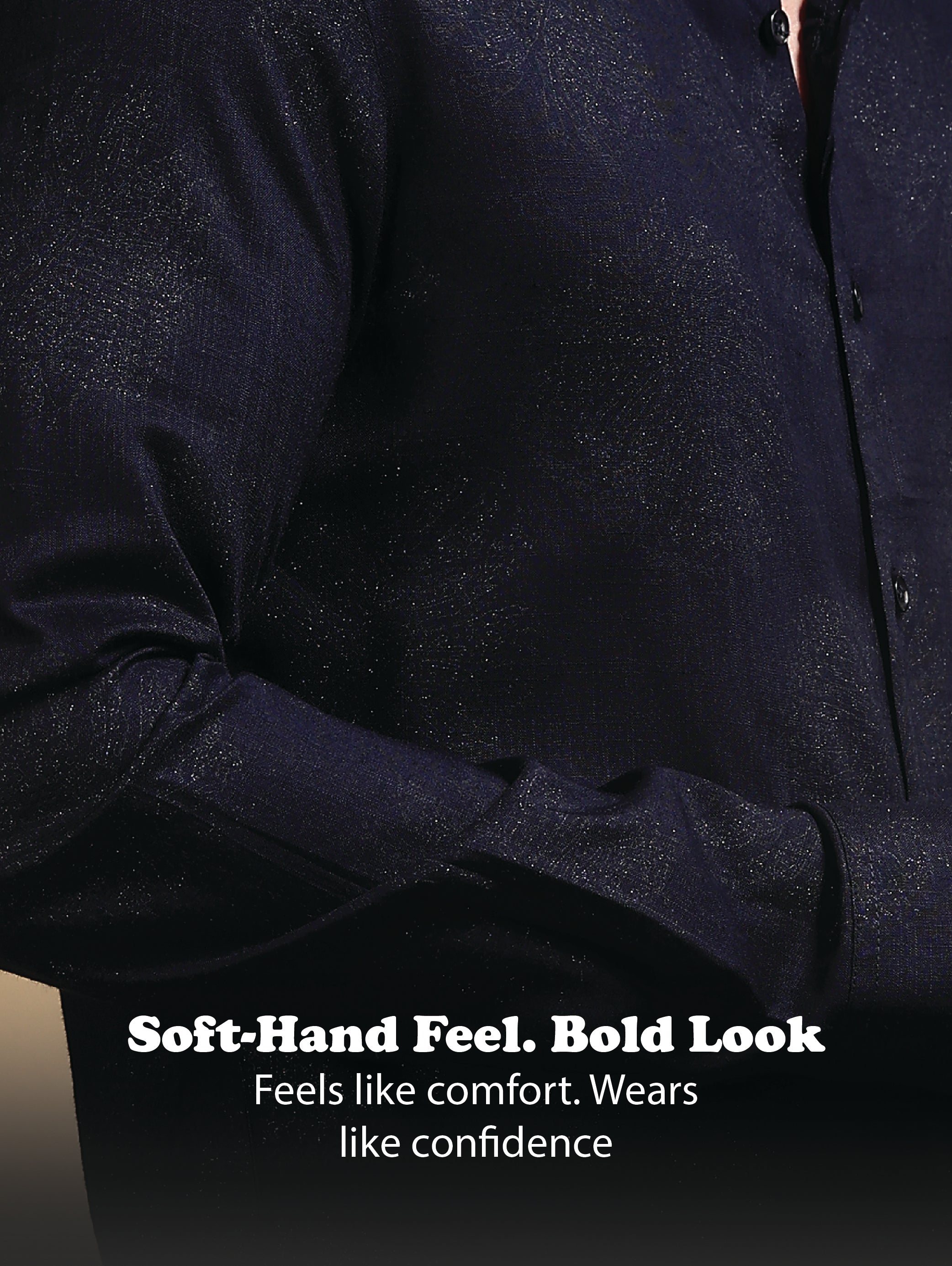 Men Navy Blue Glitter print festive wear
