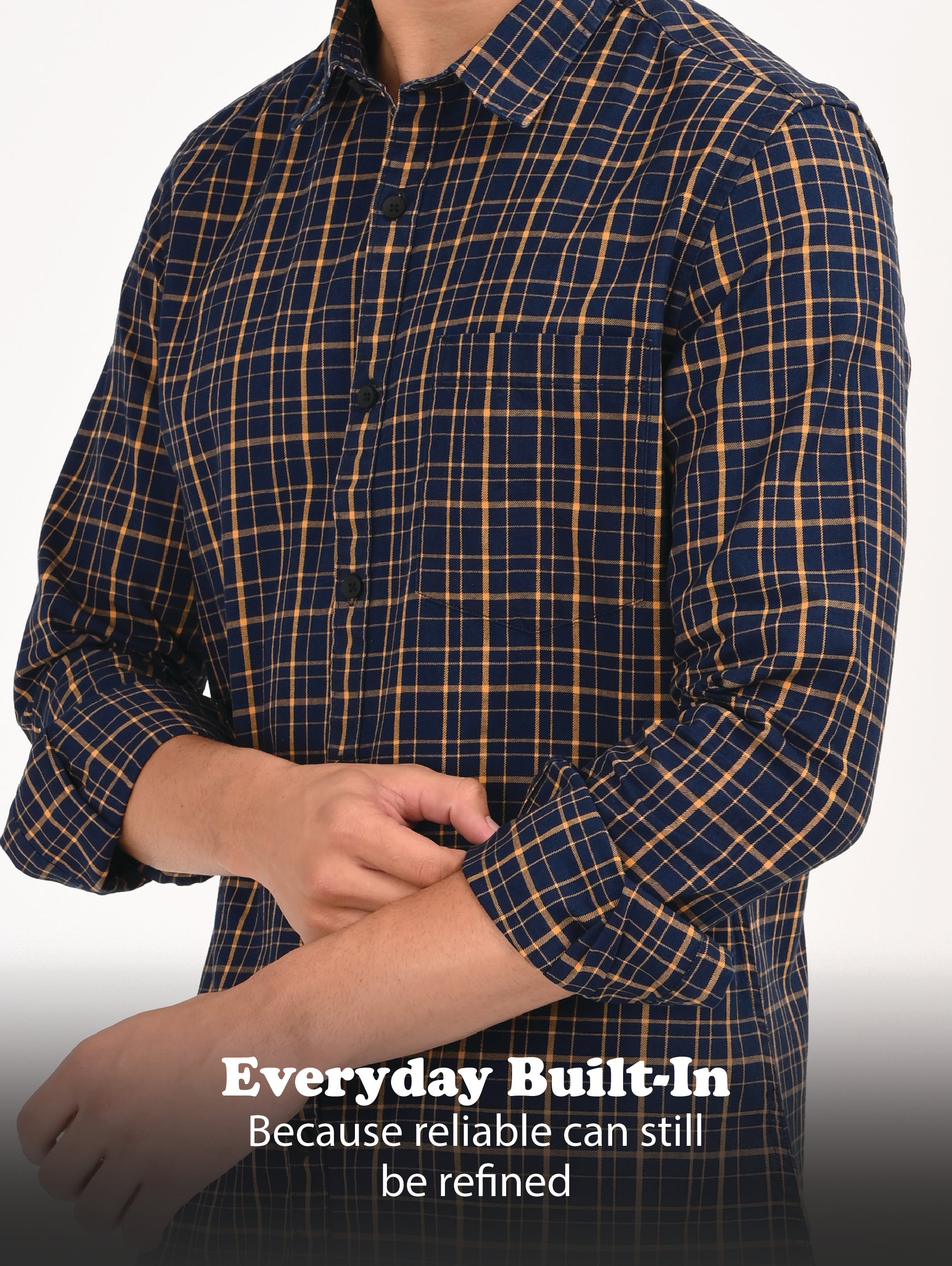 Men Navy Dyed Checked Shirt