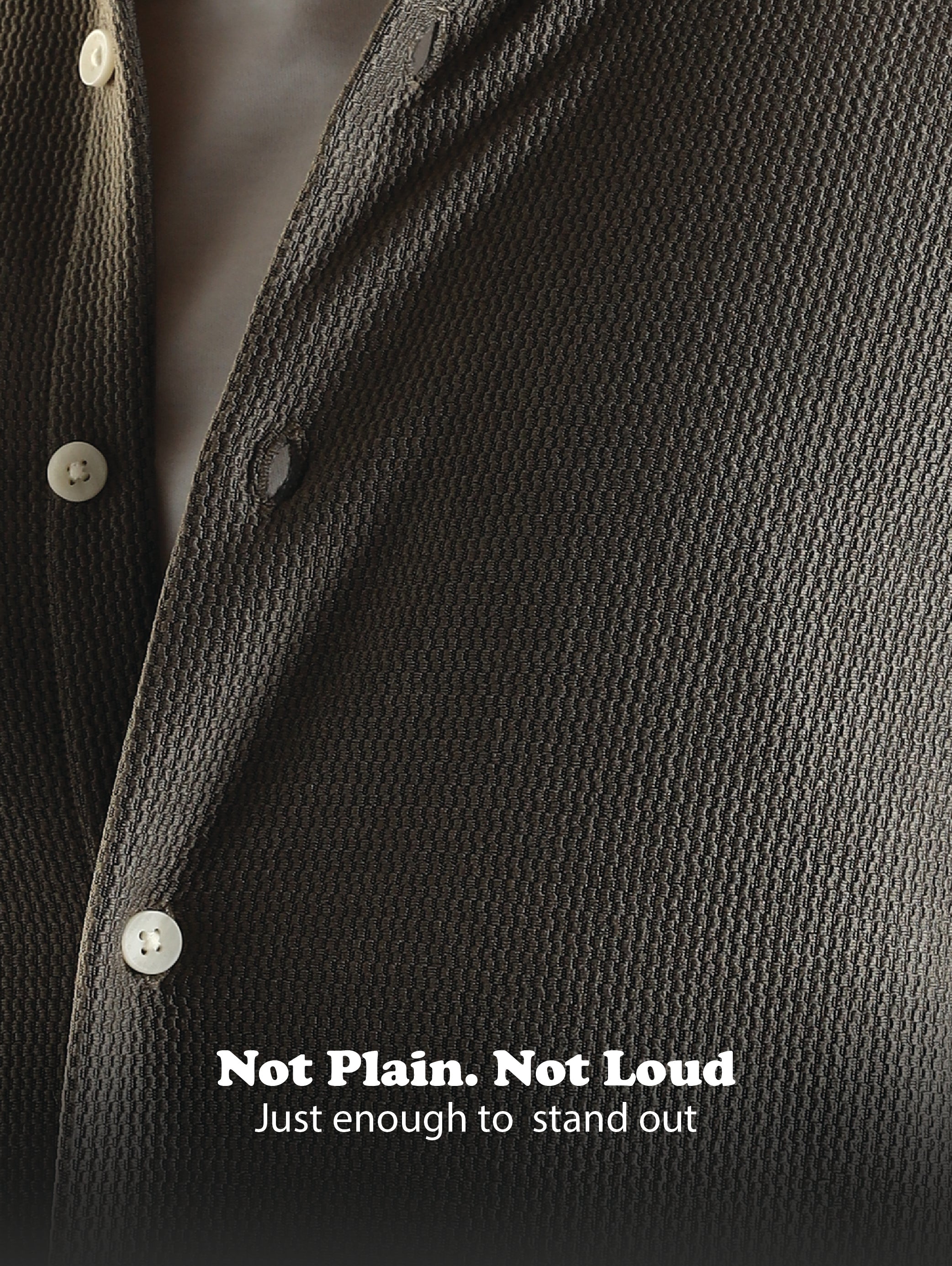 Men Olive Textured Spread Collar Shirt