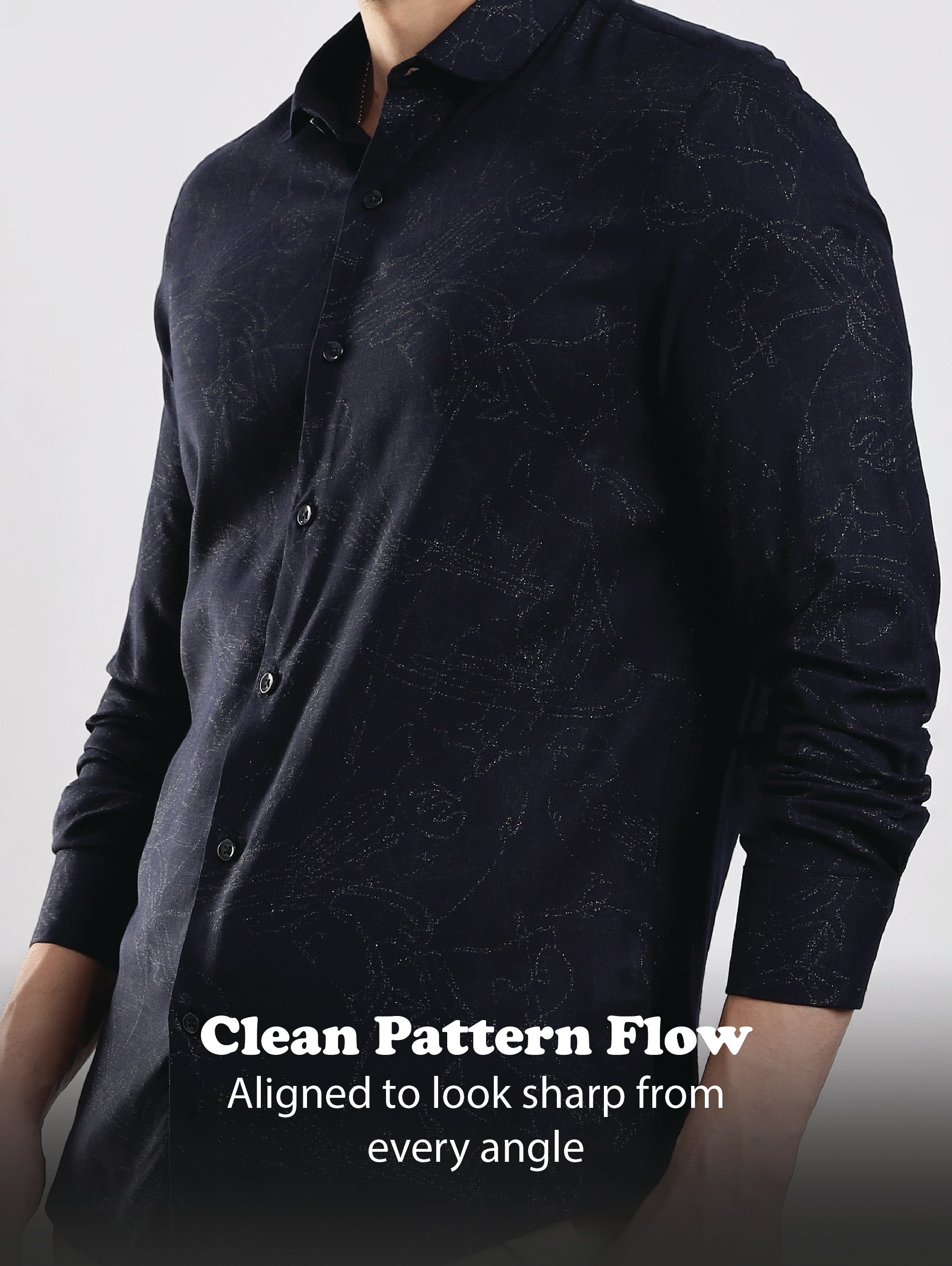 Men Black Glitter print festive wear