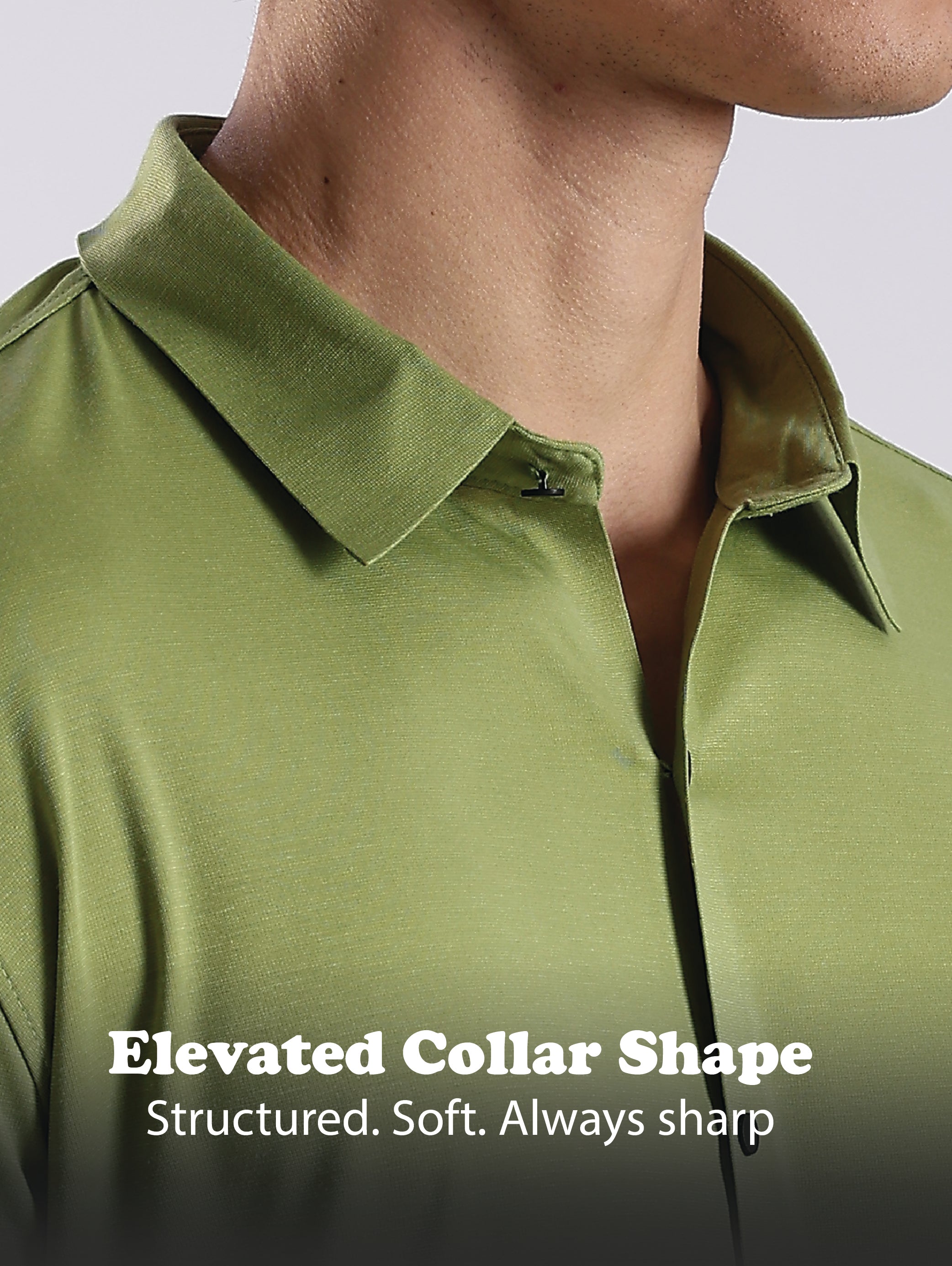 Men Green Knitted Slim Fit Shirt