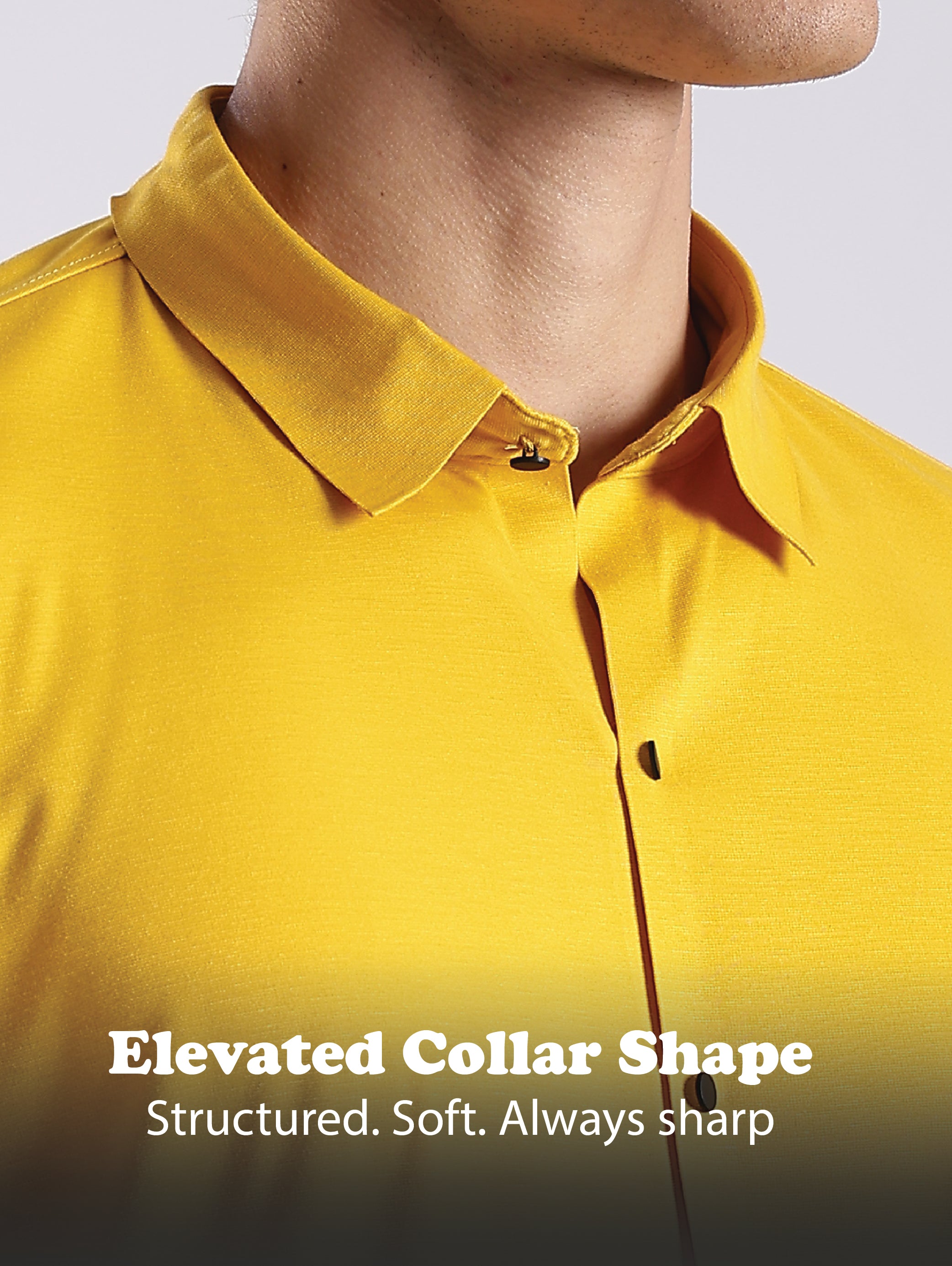 Men Yellow Knitted Slim Fit Shirt