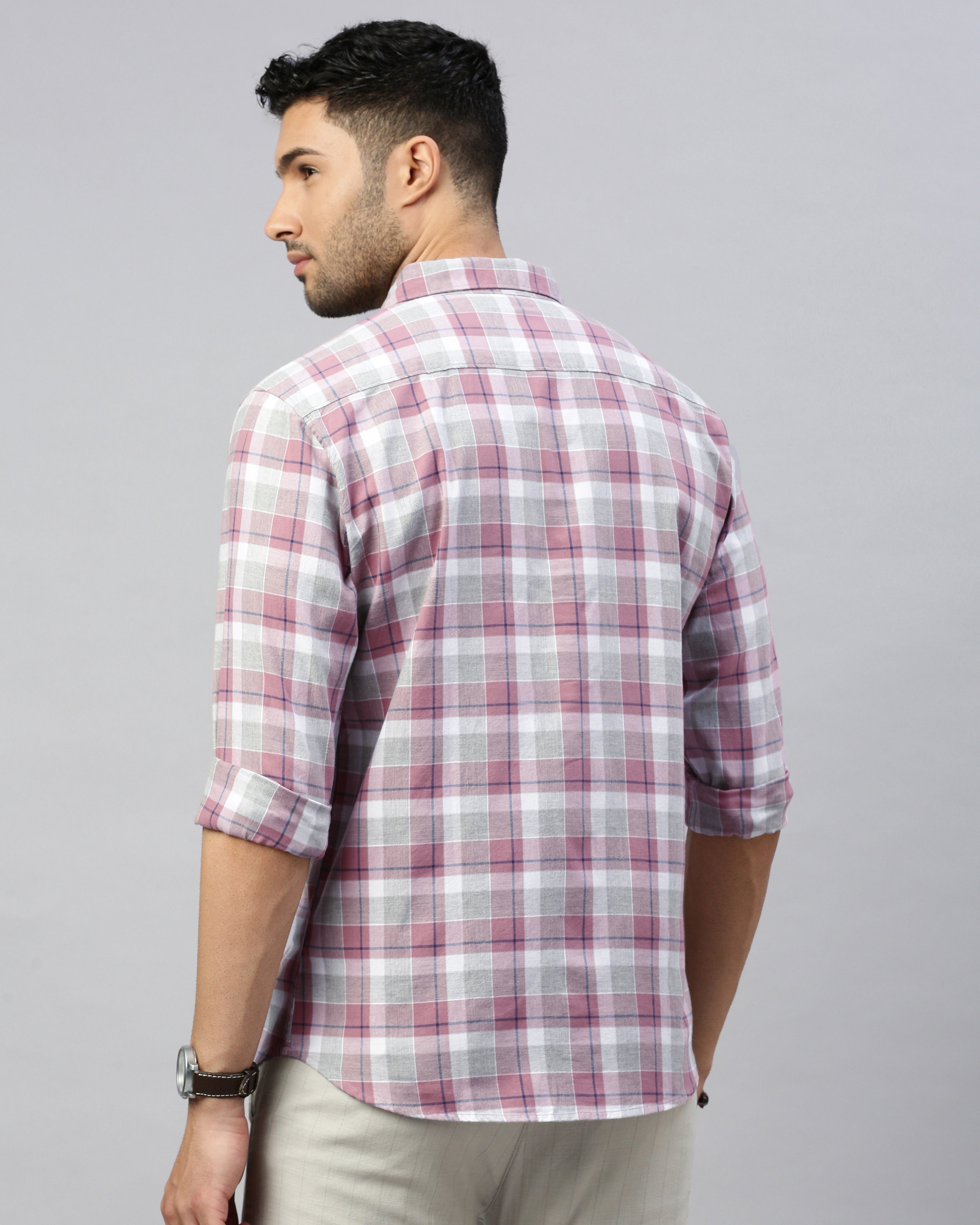 Men Mauve Cotton Slim Shirt